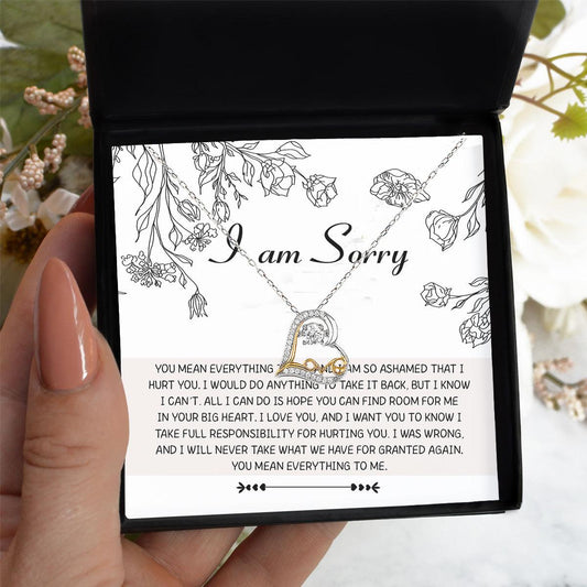 Apology Gift for Girlfriend, Wife, Soulmate - Sorry, Your Big Heart - Love Dancing Heart Pendant Necklace - Mallard Moon Gift Shop