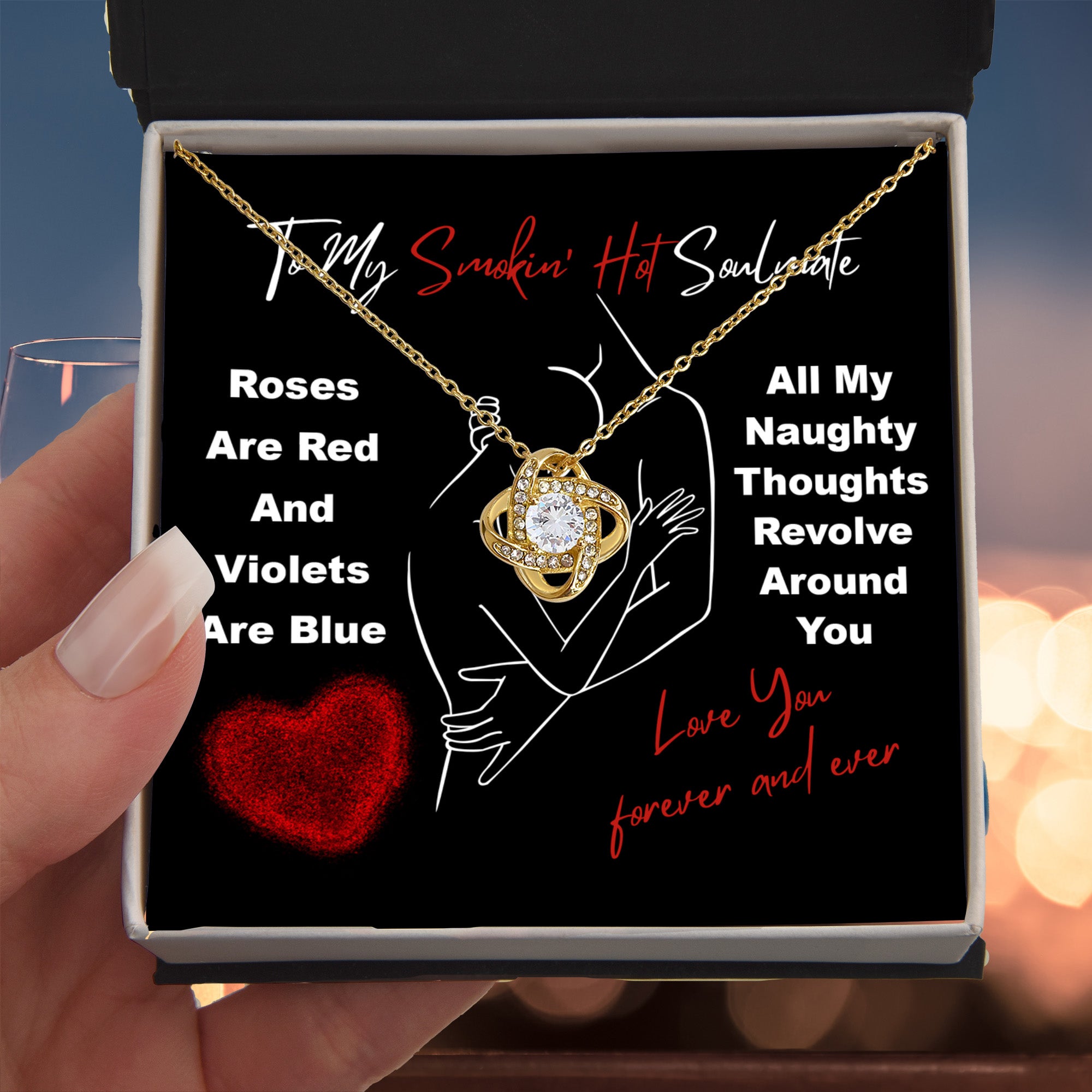 To My Smokin' Hot Soulmate" Love Knot Necklace – A Bold and Passionate Valentine’s Day Gift for Your Forever Love - Mallard Moon Gift Shop