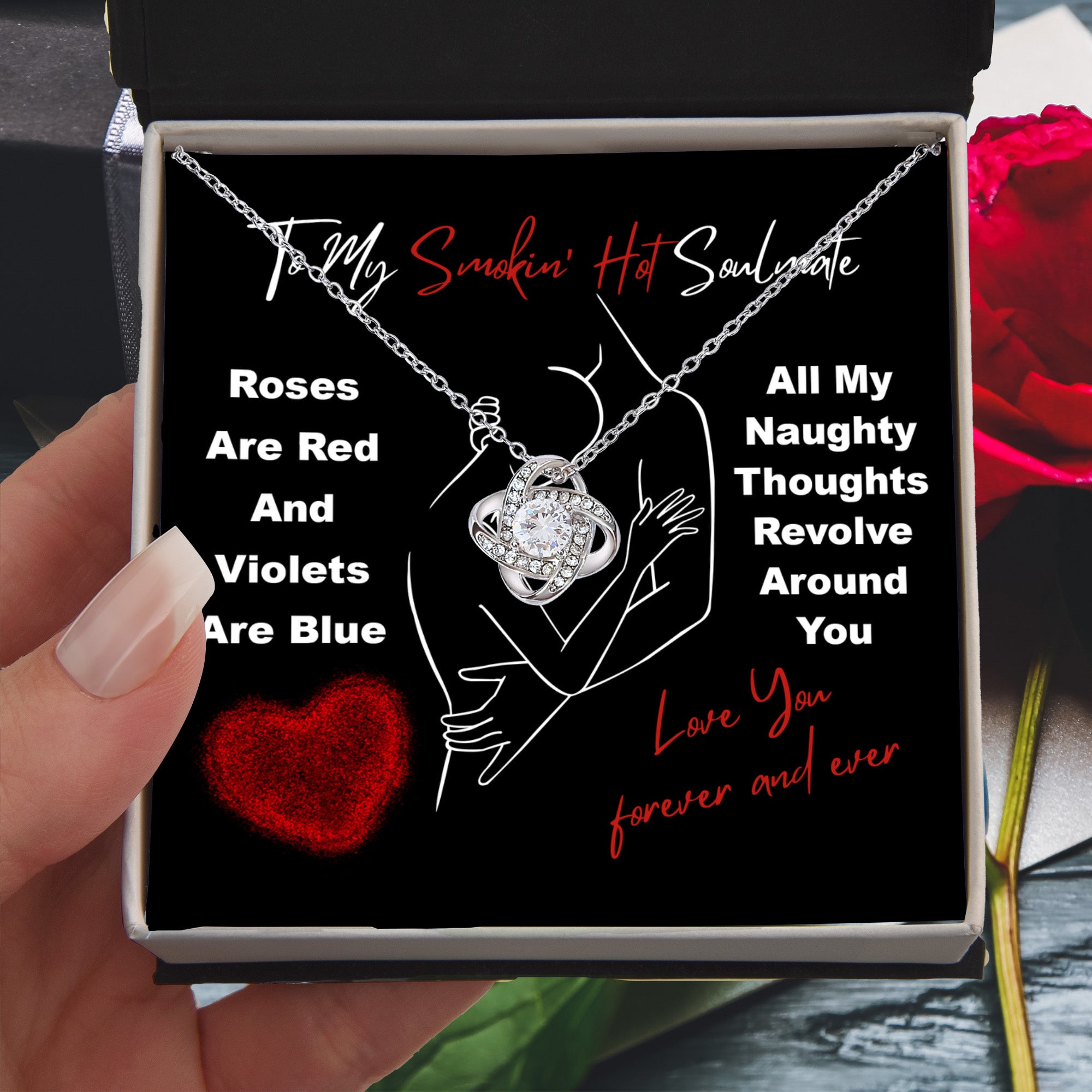 To My Smokin' Hot Soulmate" Love Knot Necklace – A Bold and Passionate Valentine’s Day Gift for Your Forever Love - Mallard Moon Gift Shop