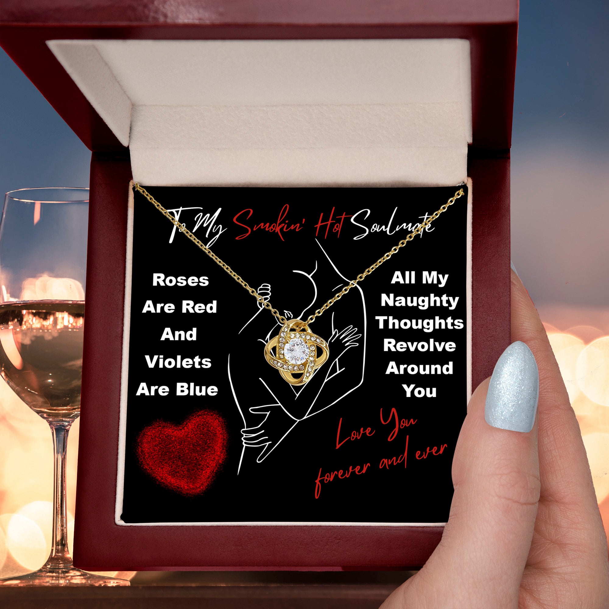 To My Smokin' Hot Soulmate" Love Knot Necklace – A Bold and Passionate Valentine’s Day Gift for Your Forever Love - Mallard Moon Gift Shop