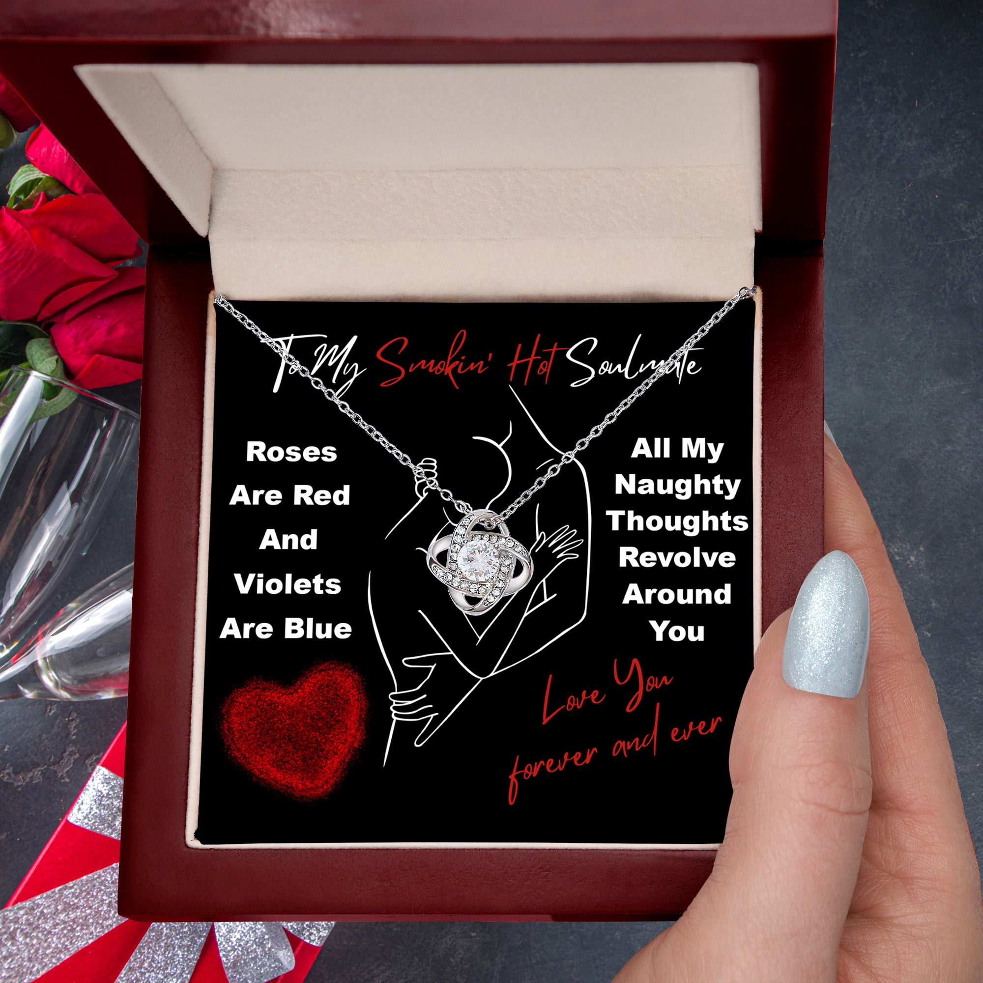 To My Smokin' Hot Soulmate" Love Knot Necklace – A Bold and Passionate Valentine’s Day Gift for Your Forever Love - Mallard Moon Gift Shop
