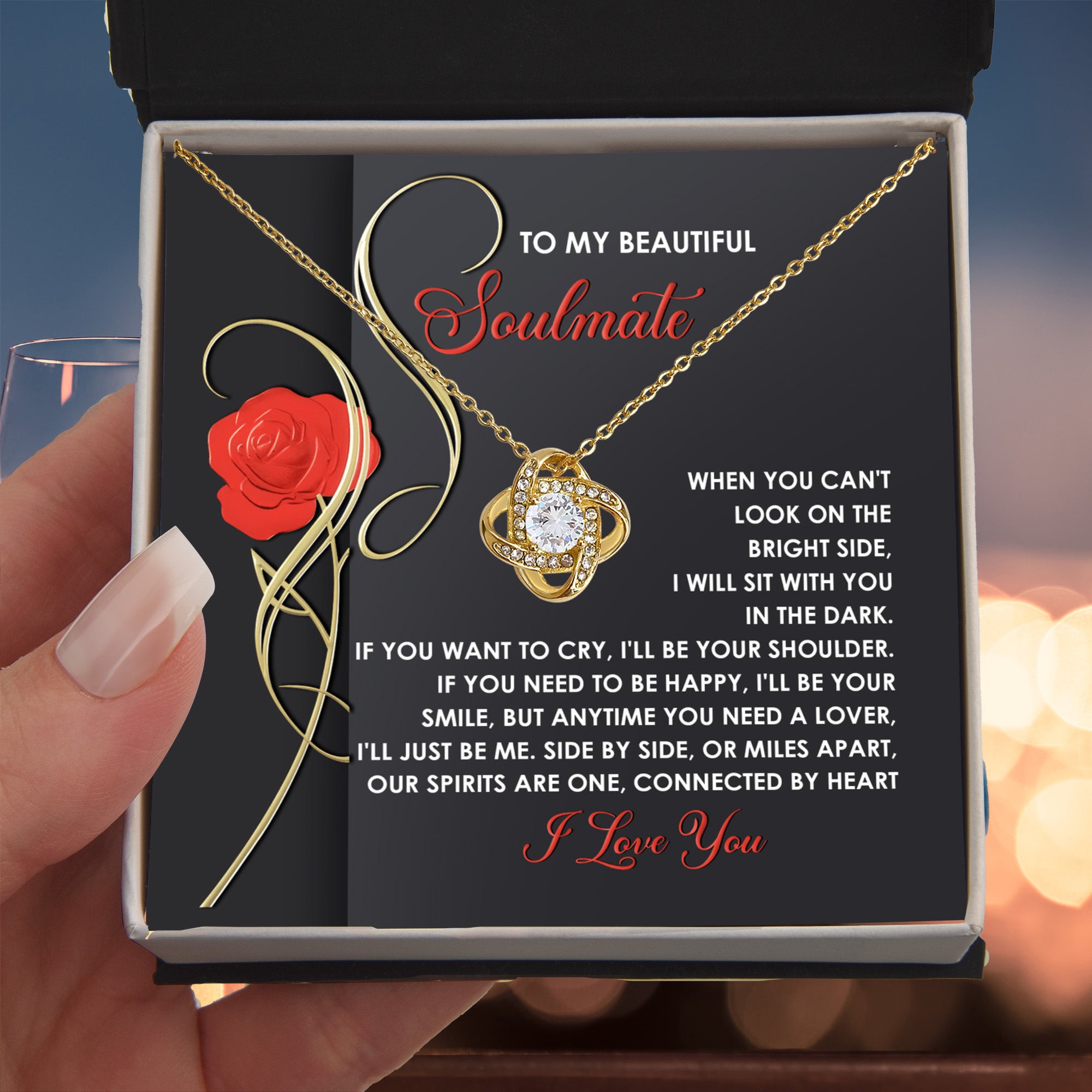 To My Beautiful Soulmate - Love Knot Necklace – A Romantic and Heartfelt Gift for Valentine’s Day or Anniversary - Mallard Moon Gift Shop