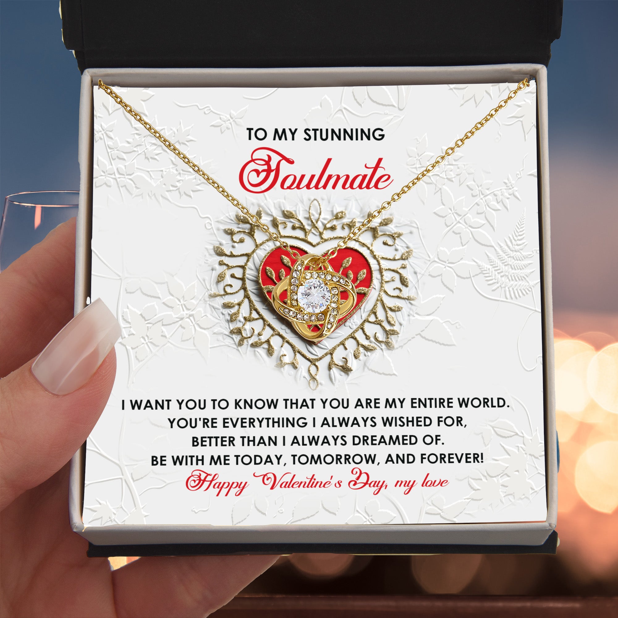 Romantic Valentine's Day Gift for Soulmate, Wife, Girlfriend -You Are My Entire World - Love Knot Pendant Necklacee - Mallard Moon Gift Shop