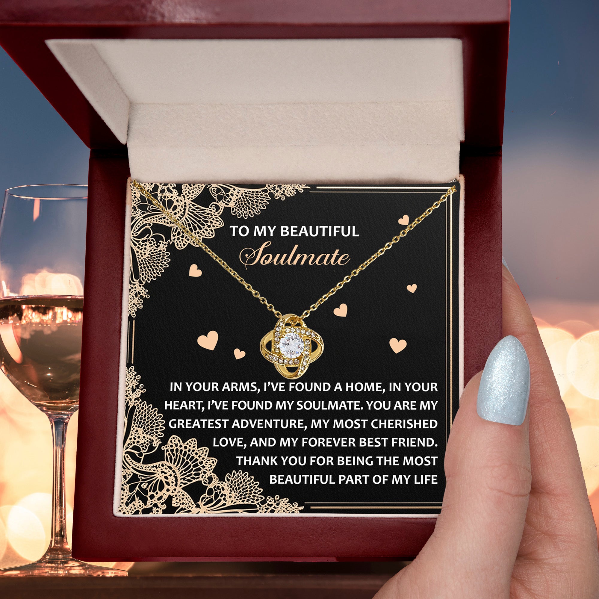 Romantic Anniversary, Valentine's Day Gift for Soulmate, Wife, Girlfriend - The Most Beautiful Part of My Life. - Love Knot Pendant Necklace - Mallard Moon Gift Shop