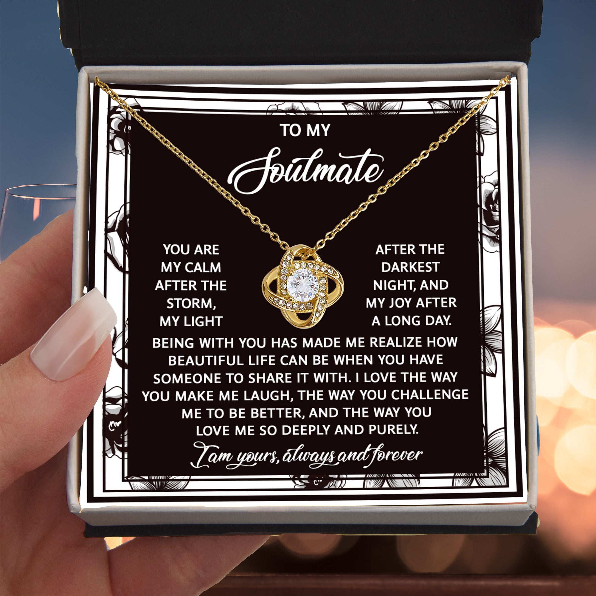 To My Soulmate - My Calm After the Storm Love Knot Necklace – A Romantic Valentine’s Day Gift with a Heartfelt Message - Mallard Moon Gift Shop