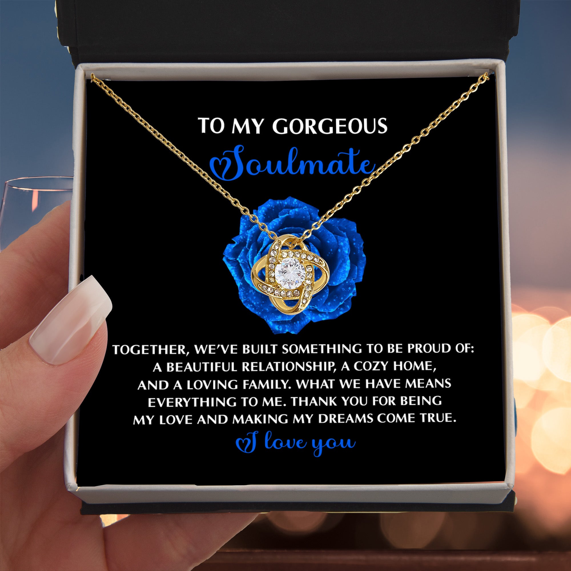 Romantic Gift for Wife or Girlfriend - Love Knot Pendant Necklace with Heartfelt Message for Soulmates - Mallard Moon Gift Shop