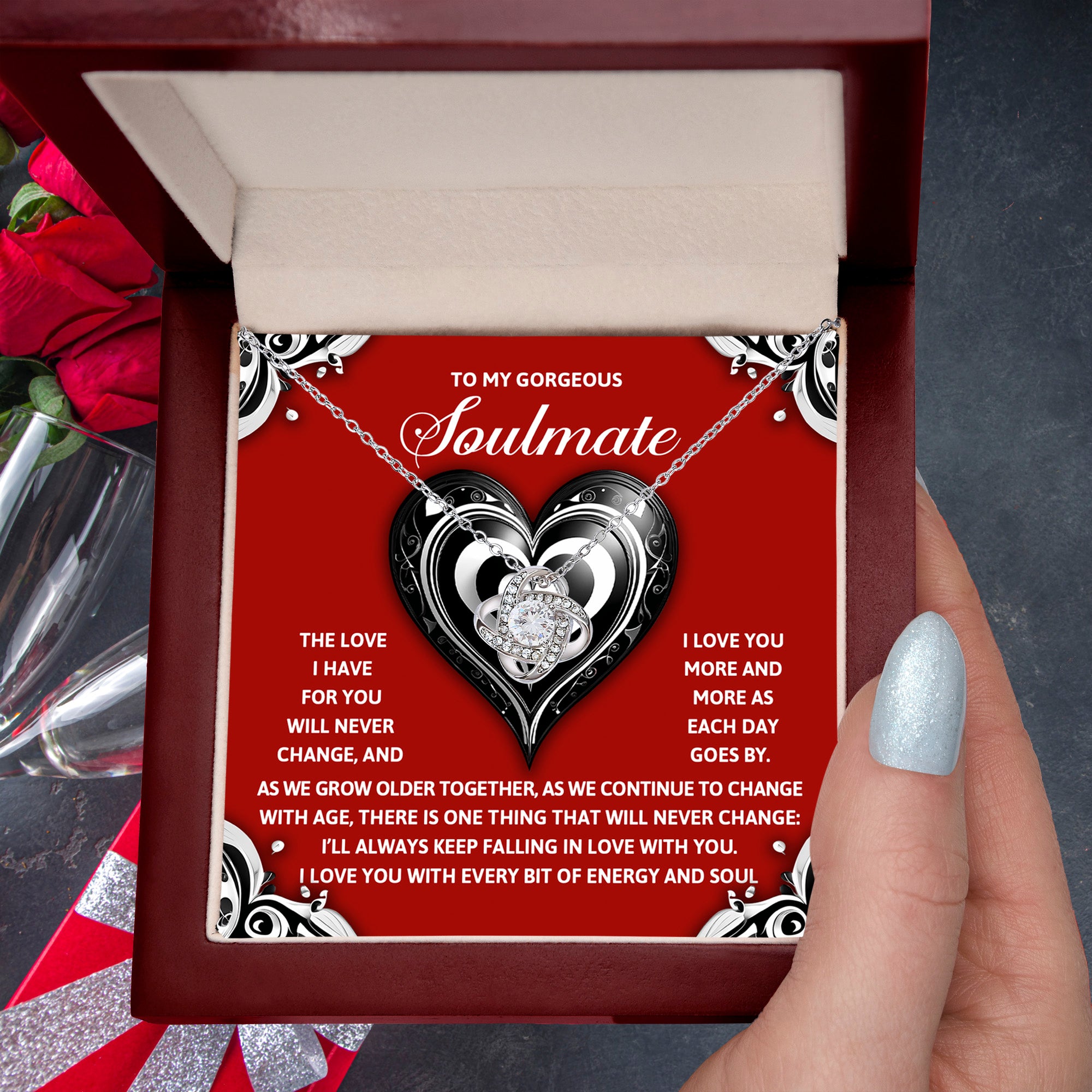 To My Gorgeous Soulmate - Love Knot Necklace – A Romantic Gift to Celebrate Everlasting Love - Mallard Moon Gift Shop