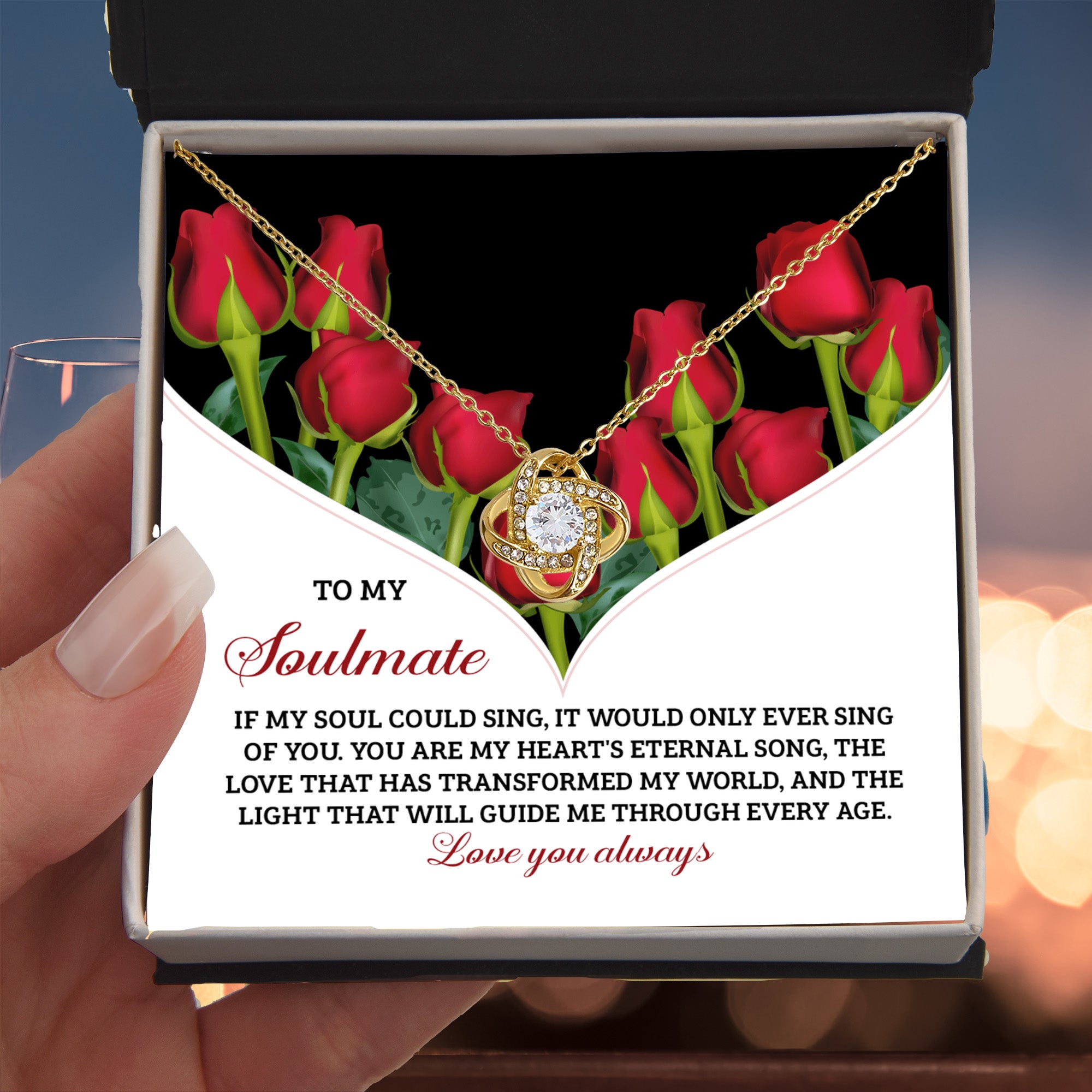 Romantic Anniversary, Valentine's Day Gift for Soulmate, Wife, Girlfriend - My Heart’s Eternal Song - Love Knot Pendant Necklace - Mallard Moon Gift Shop