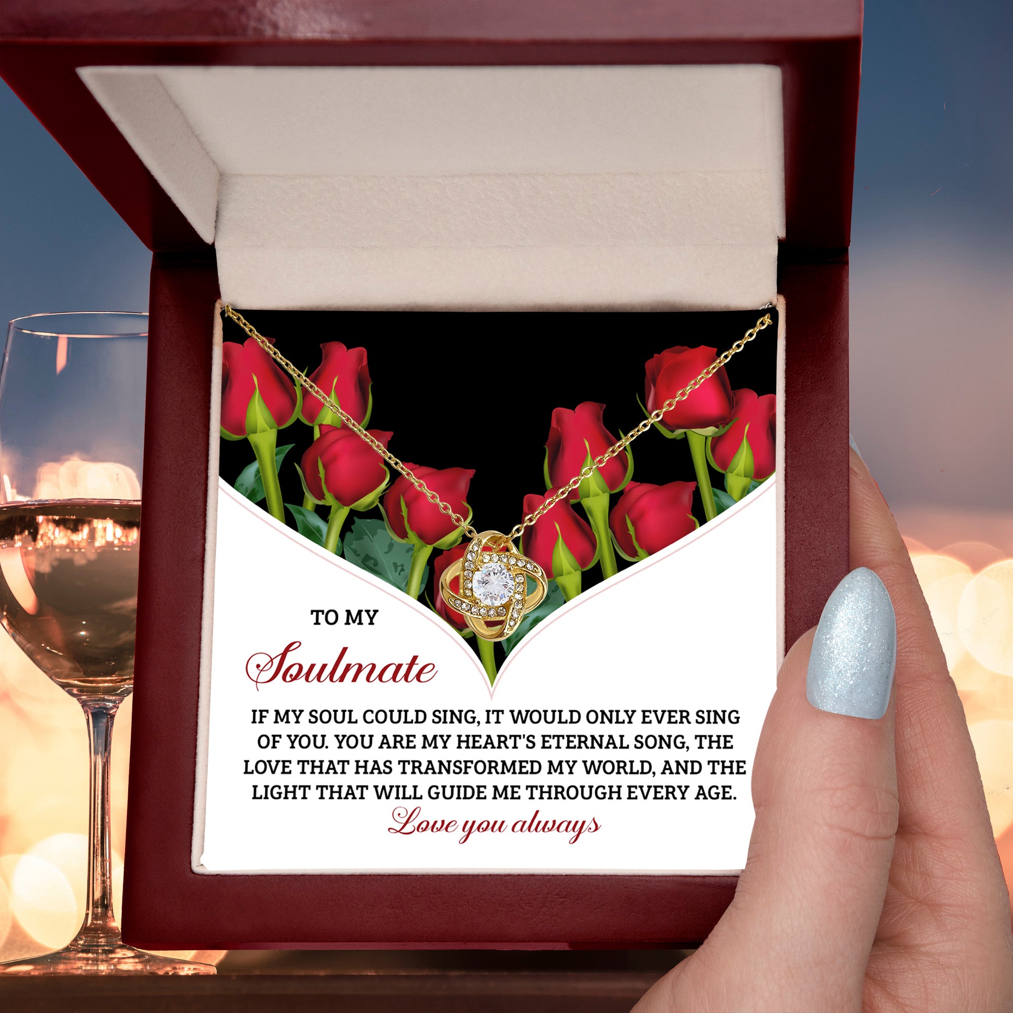 Romantic Anniversary, Valentine's Day Gift for Soulmate, Wife, Girlfriend - My Heart’s Eternal Song - Love Knot Pendant Necklace - Mallard Moon Gift Shop