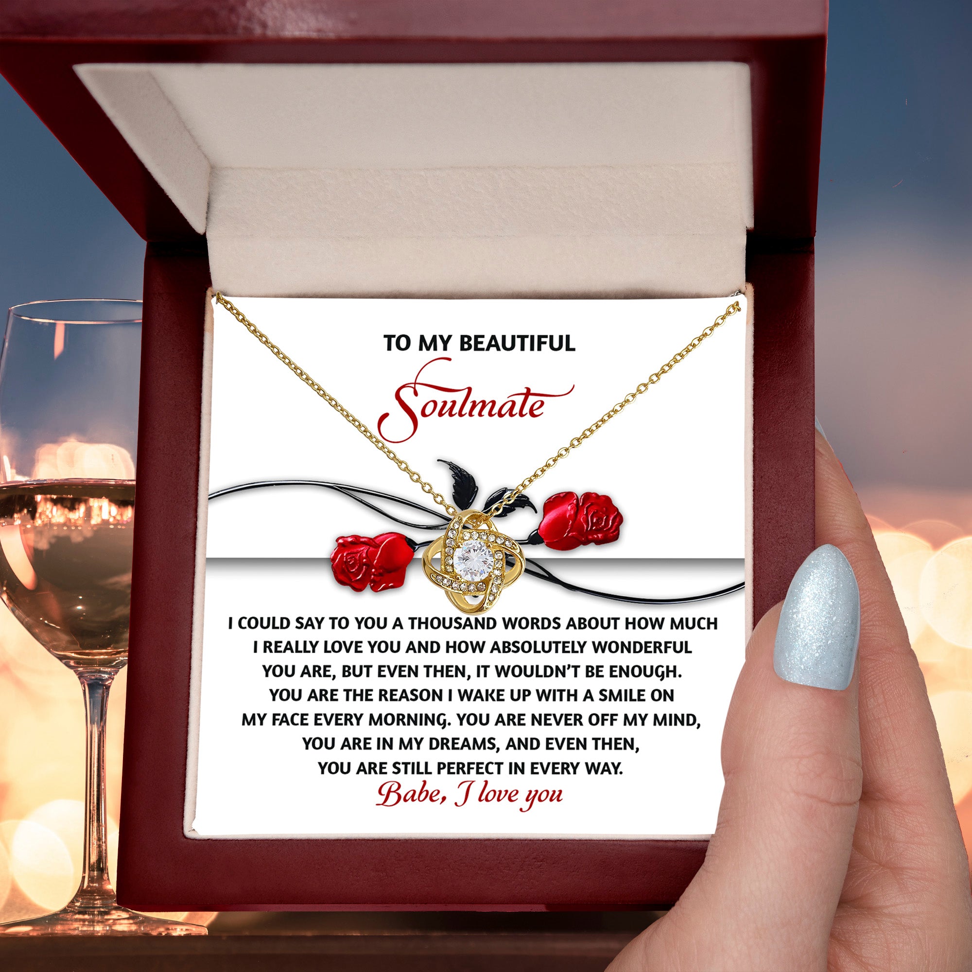 Romantic Anniversary, Valentine's Day Gift for Soulmate, Wife, Girlfriend - Wake Up With a Smile - Love Knot Pendant Necklace - Mallard Moon Gift Shop