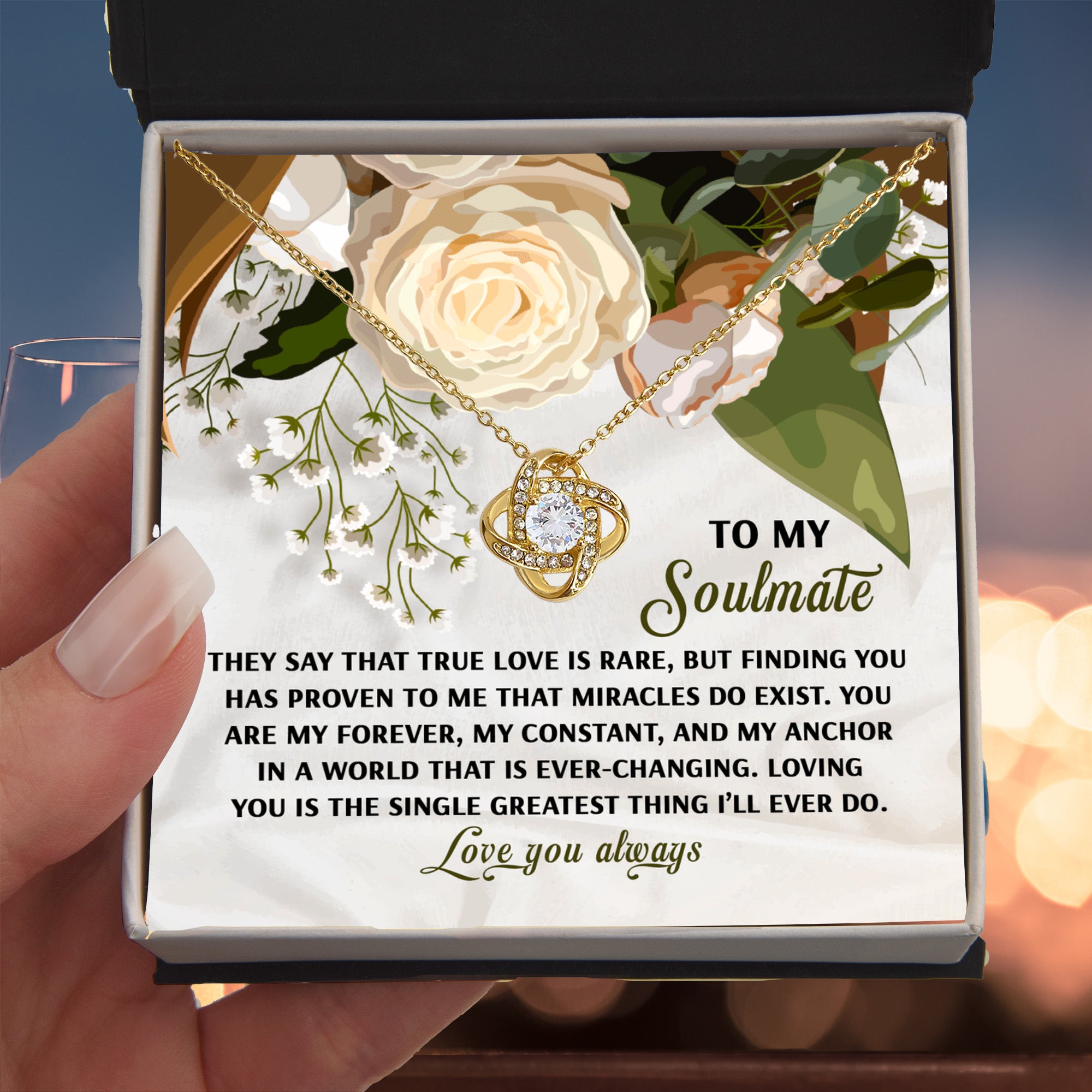 Romantic Anniversary, Valentine's Day Gift for Soulmate, Wife, Girlfriend - Miracles Exist - Love Knot Pendant Necklace - Mallard Moon Gift Shop