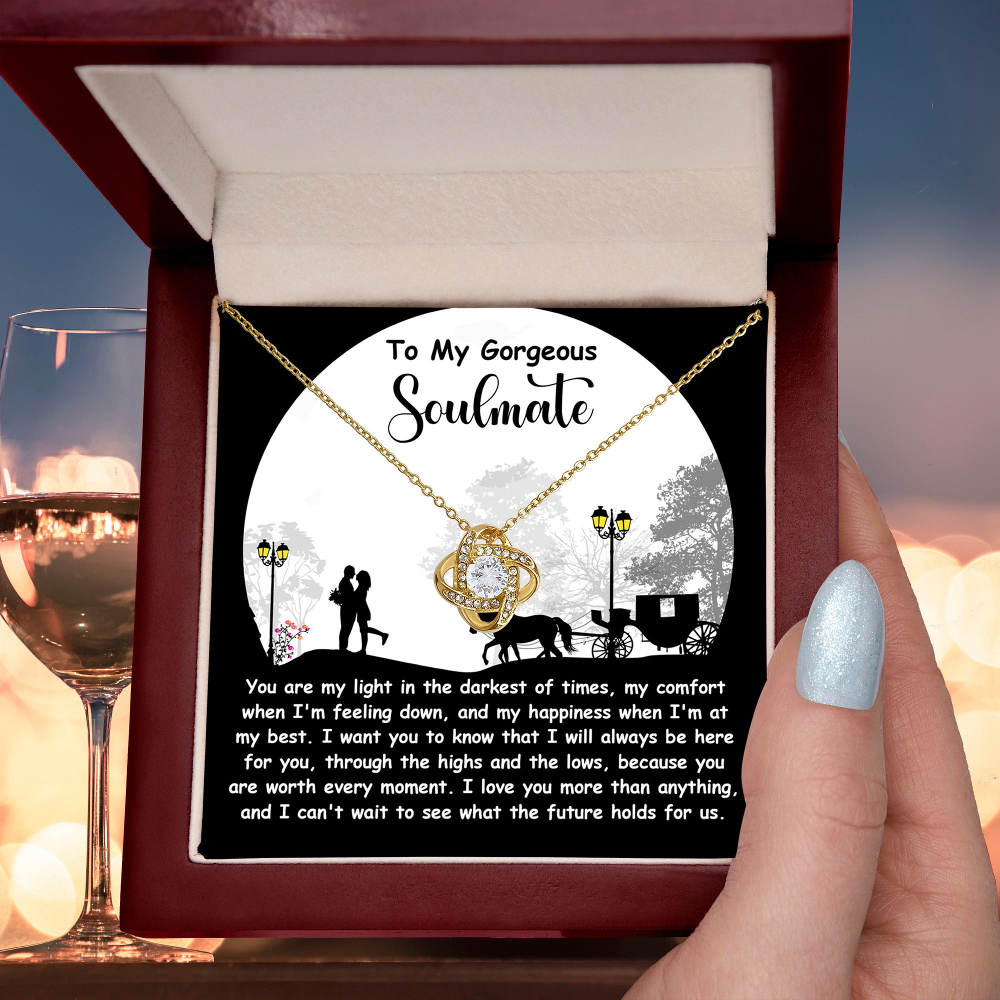 Romantic Anniversary, Valentine's Day Gift for Soulmate, Wife, Girlfriend - Light Of My Life - Love Knot Pendant Necklace - Mallard Moon Gift Shop