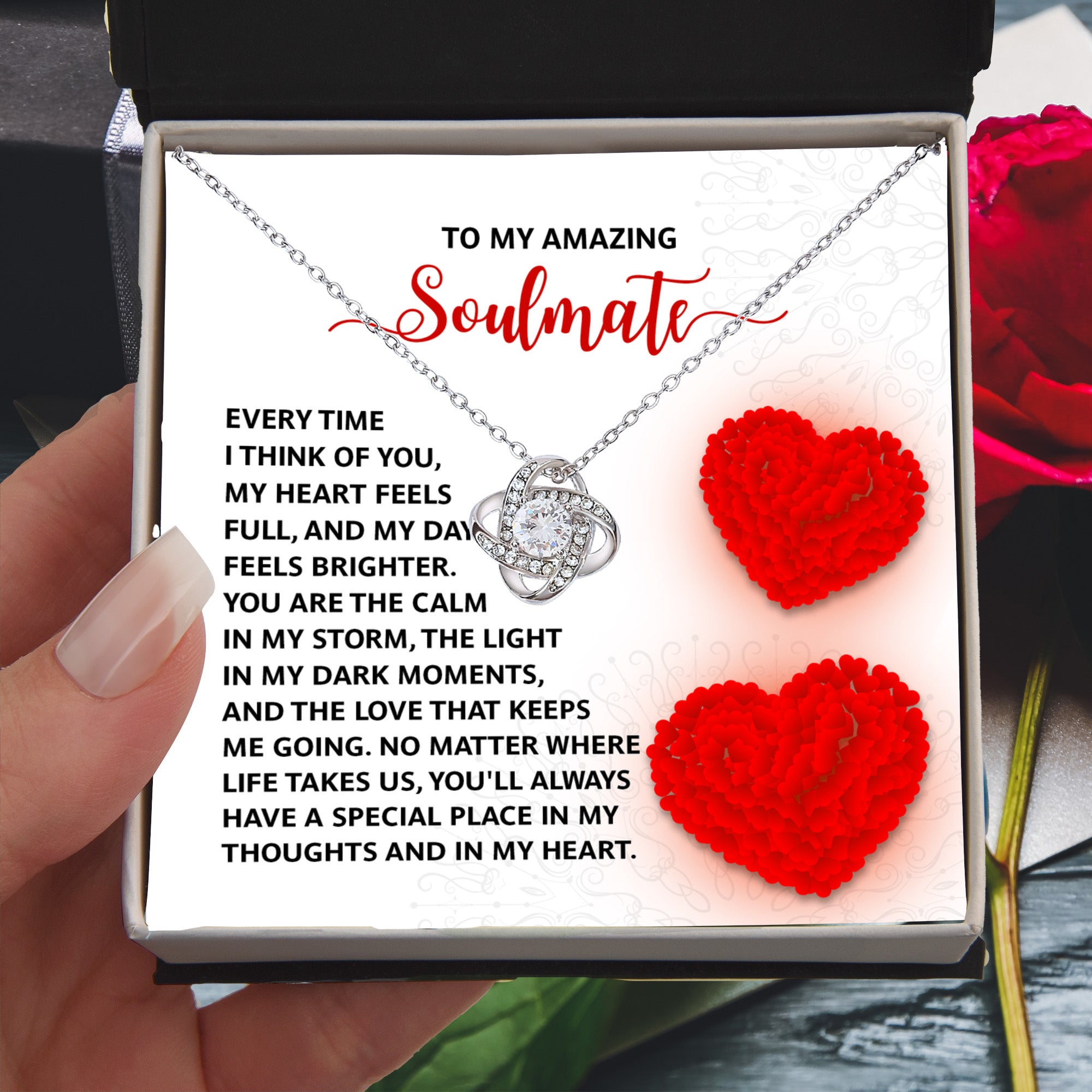 Romantic Anniversary, Valentine's Day Gift for Soulmate, Wife, Girlfriend - Place In My Heart - Love Knot Pendant Necklace - Mallard Moon Gift Shop