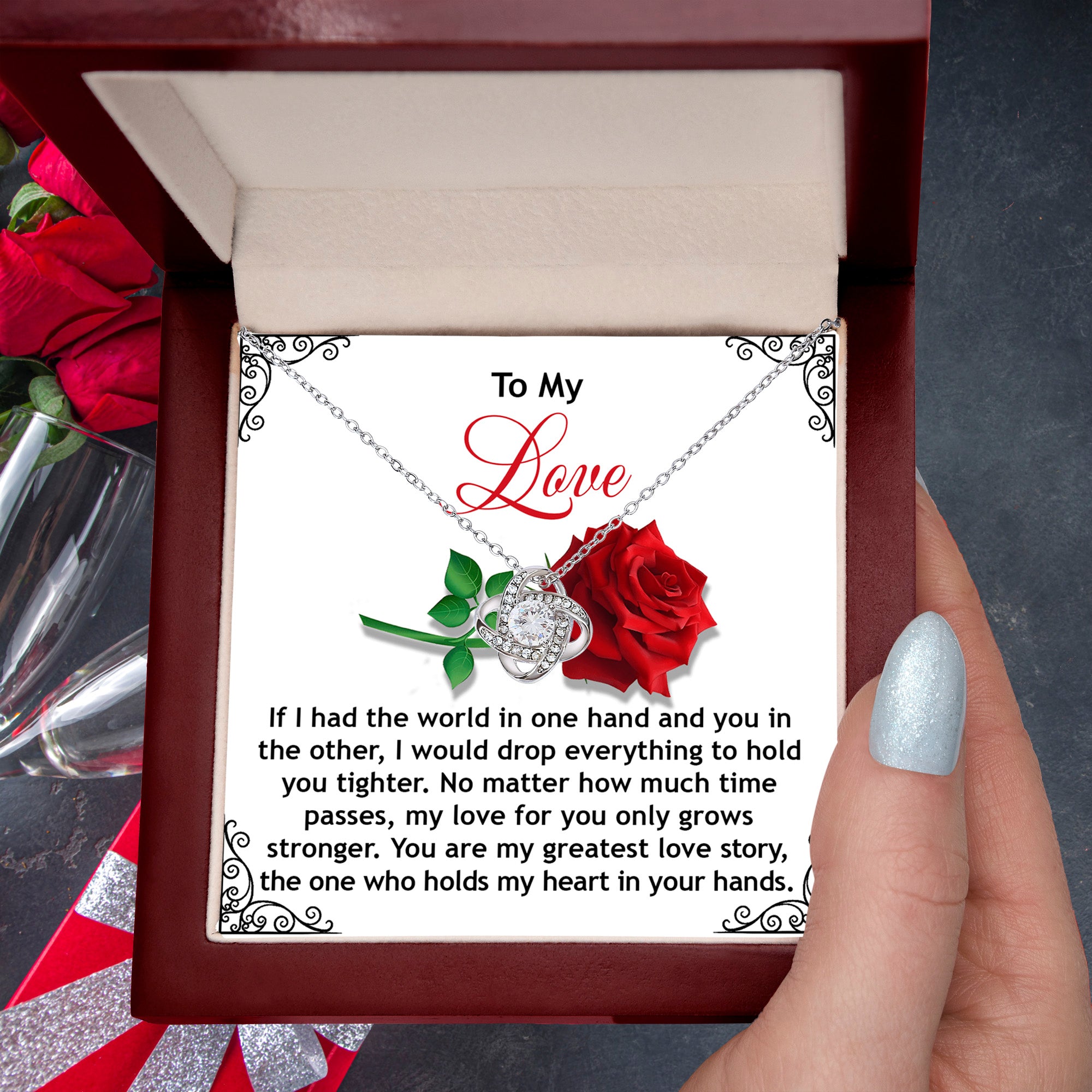 Romantic Anniversary, Valentine's Day Gift for Soulmate, Wife, Girlfriend - Greatest Love Story - Love Knot Pendant Necklace - Mallard Moon Gift Shop