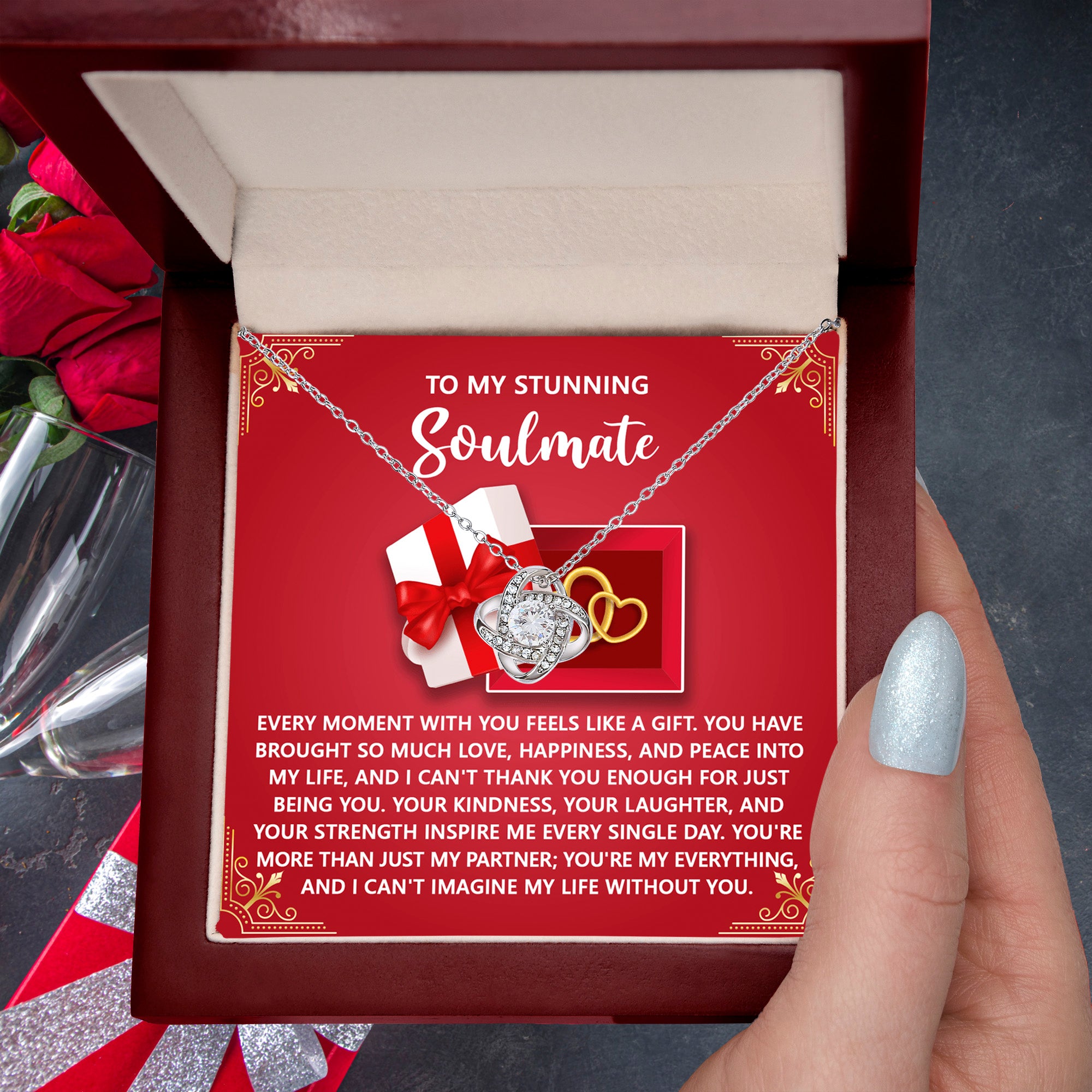 Romantic Anniversary, Valentine's Day Gift for Soulmate, Wife, Girlfriend - Feels Like A Gift - Love Knot Pendant Necklace - Mallard Moon Gift Shop