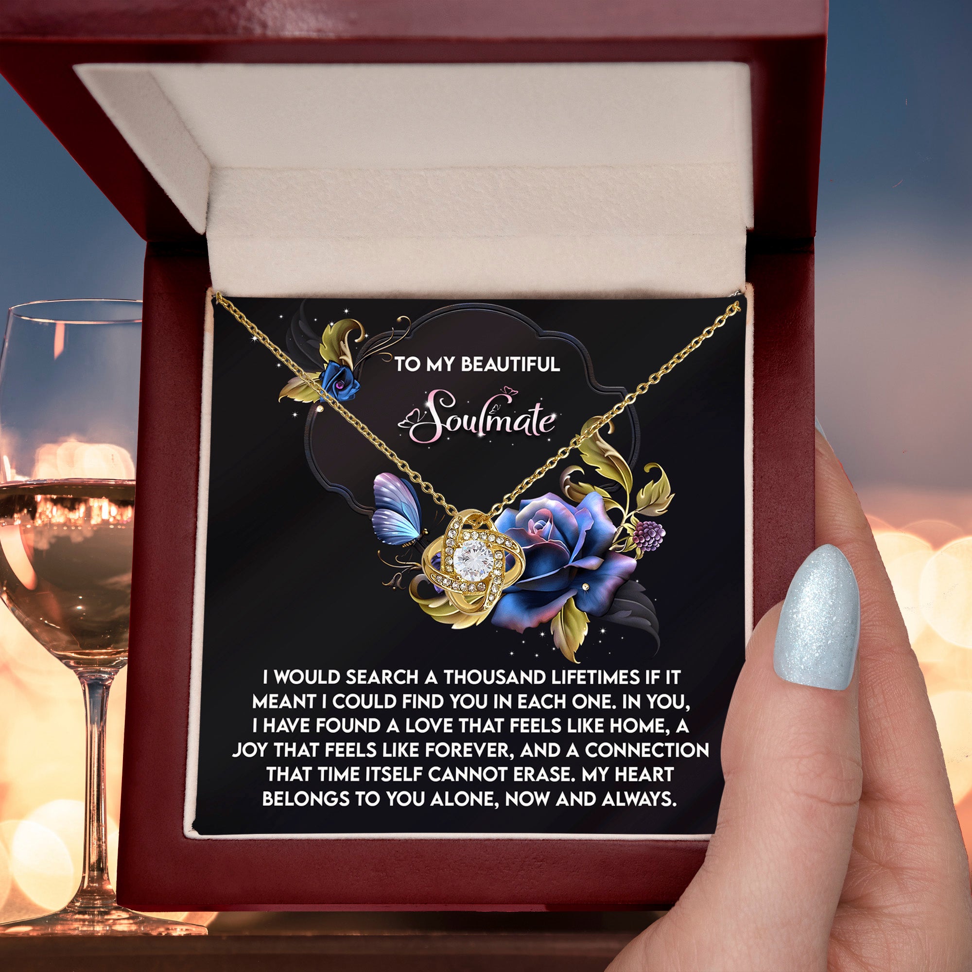 Romantic Anniversary, Valentine's Day Gift for Soulmate, Wife, Girlfriend - Feels Like Home - Love Knot Pendant Necklace - Mallard Moon Gift Shop