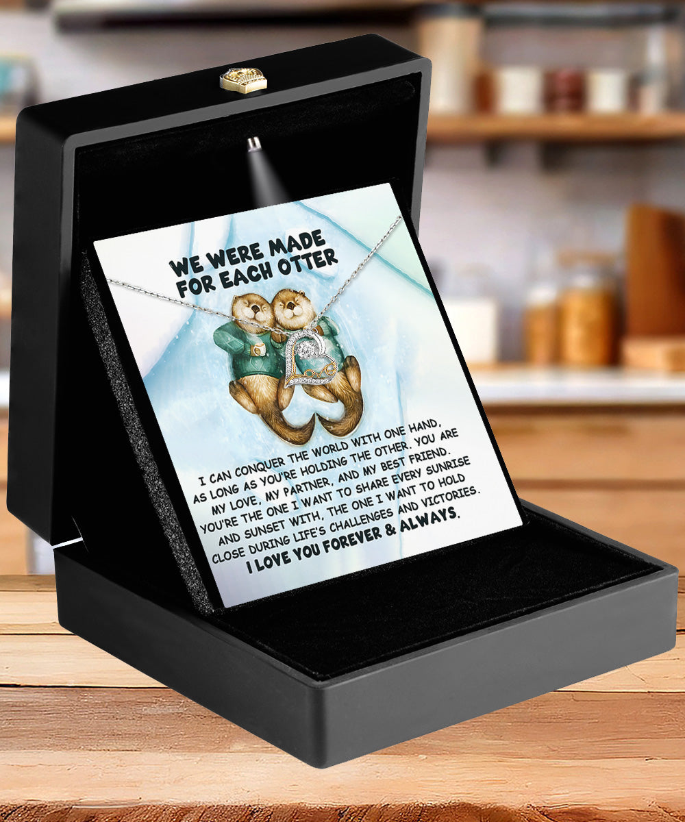 Soulmate, Wife, Girlfriend Gift - Made For Each Otter - Love Dancing Heart Pendant Necklace - Mallard Moon Gift Shop
