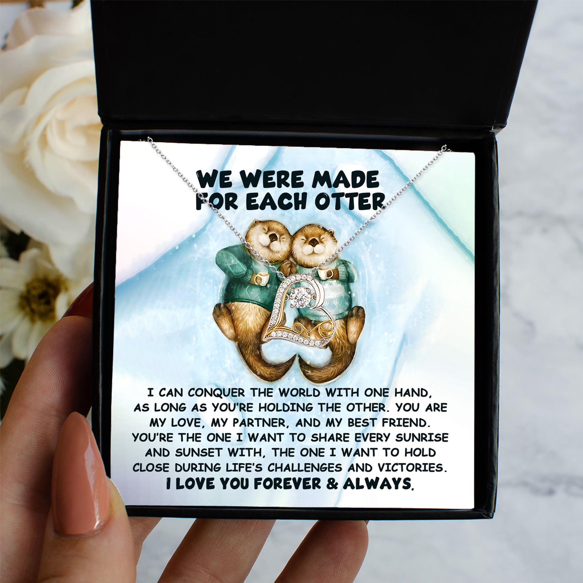 Soulmate, Wife, Girlfriend Gift - Made For Each Otter - Love Dancing Heart Pendant Necklace - Mallard Moon Gift Shop