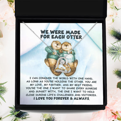 Soulmate, Wife, Girlfriend Gift - Made For Each Otter - Love Dancing Heart Pendant Necklace - Mallard Moon Gift Shop