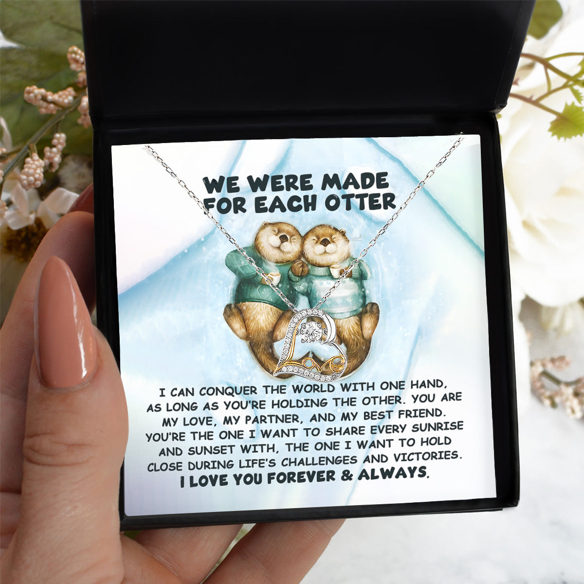 Soulmate, Wife, Girlfriend Gift - Made For Each Otter - Love Dancing Heart Pendant Necklace - Mallard Moon Gift Shop