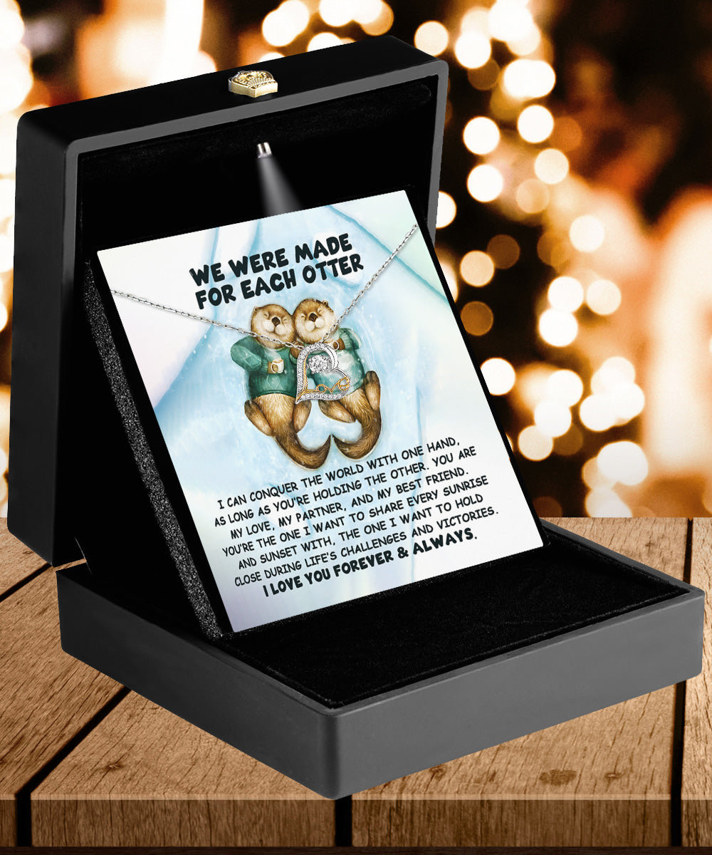 Soulmate, Wife, Girlfriend Gift - Made For Each Otter - Love Dancing Heart Pendant Necklace - Mallard Moon Gift Shop