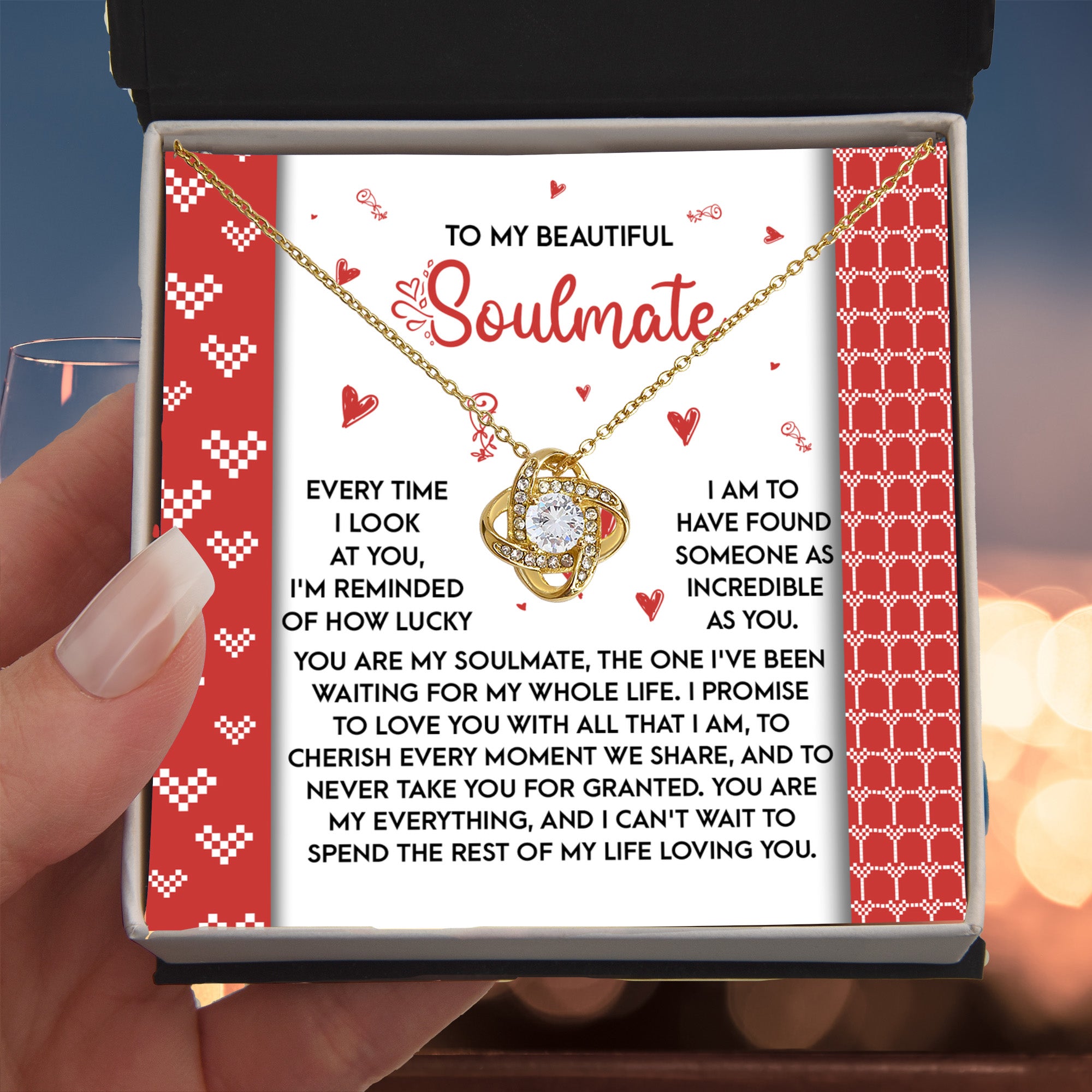 Romantic Anniversary, Valentine's Day Gift for Soulmate, Wife, Girlfriend - Waiting My Whole Life - Love Knot Pendant Necklace - Mallard Moon Gift Shop