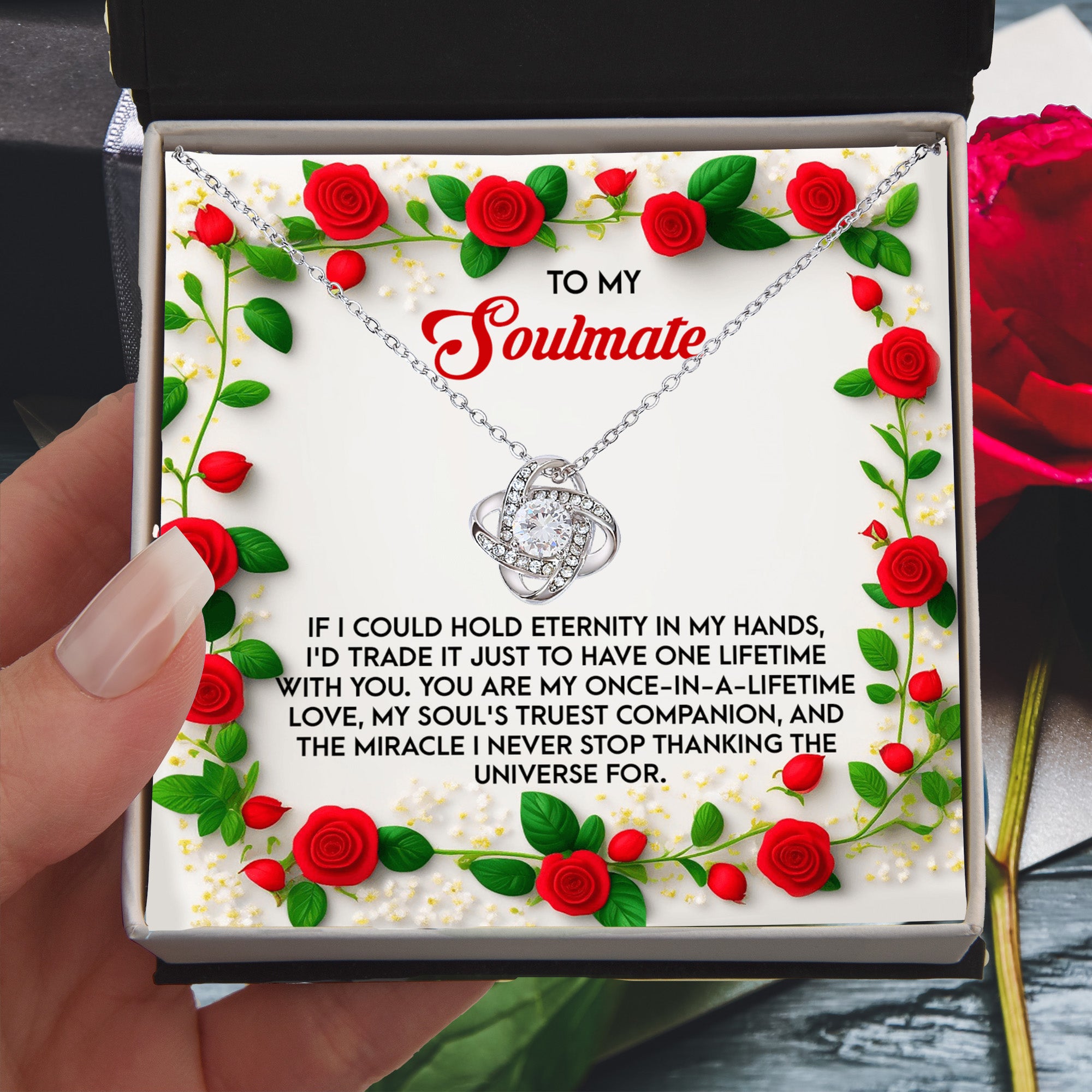 Romantic Anniversary, Valentine's Day Gift for Soulmate, Wife, Girlfriend - One Lifetime - Love Knot Pendant Necklace - Mallard Moon Gift Shop