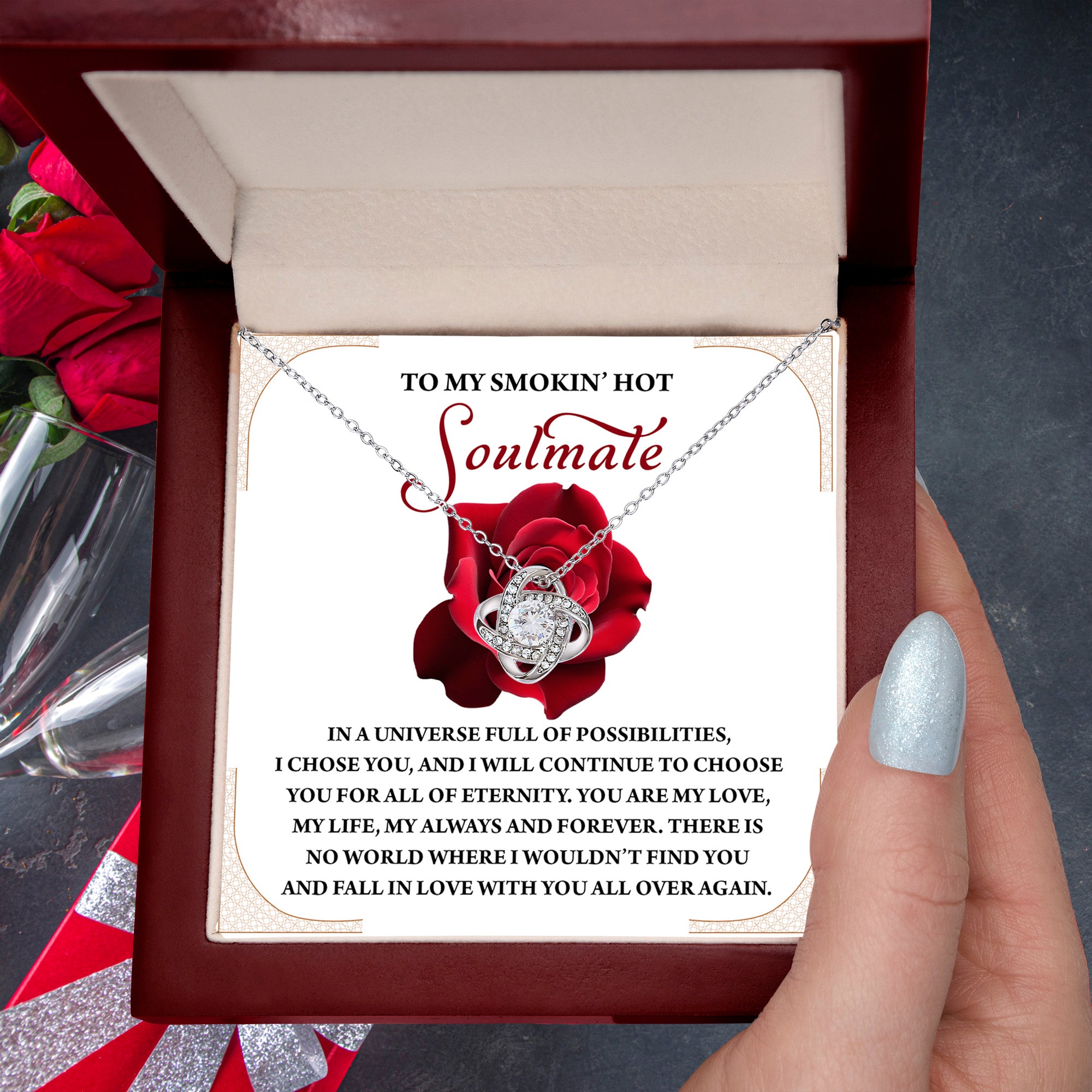 Romantic Anniversary, Valentine's Day Gift for Soulmate, Wife, Girlfriend - Fall In Love Over Again - Love Knot Pendant Necklace - Mallard Moon Gift Shop