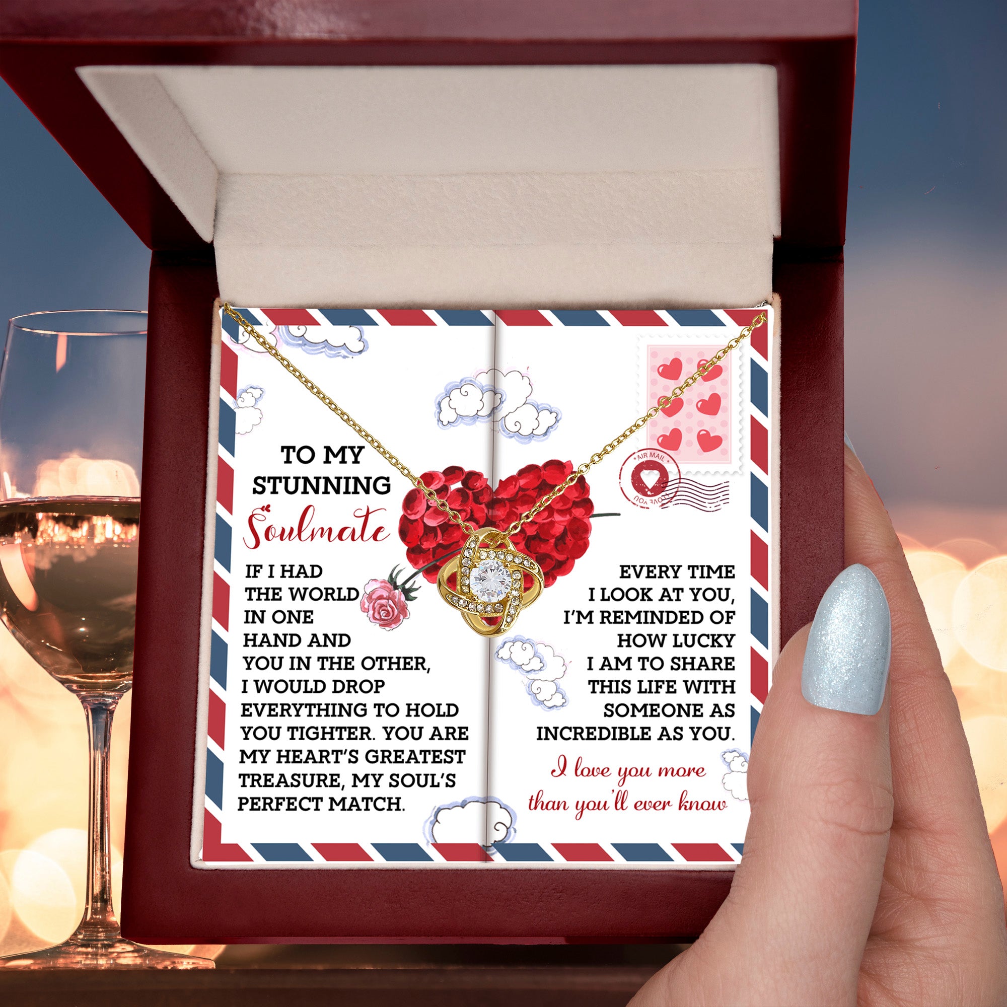 Romantic Anniversary, Valentine's Day Gift for Soulmate, Wife, Girlfriend - My Heart’s Greatest Treasure - Love Knot Pendant Necklace - Mallard Moon Gift Shop