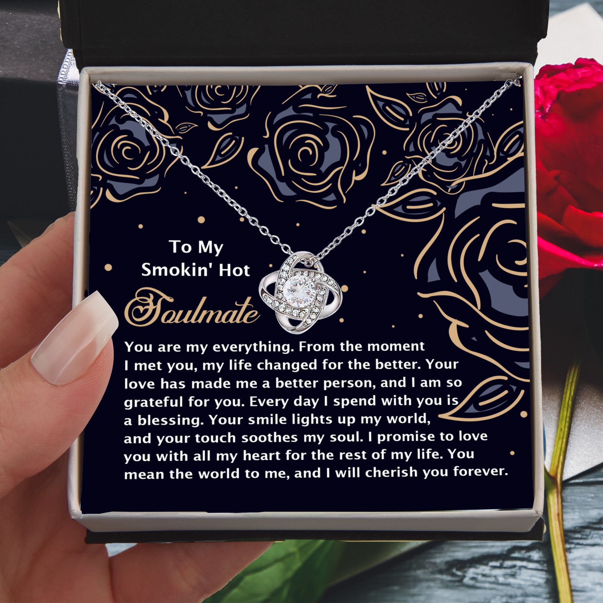 To My Smokin' Hot Soulmate - Love Knot Necklace – A Romantic Gift for the One Who Lights Up Your World - Mallard Moon Gift Shop