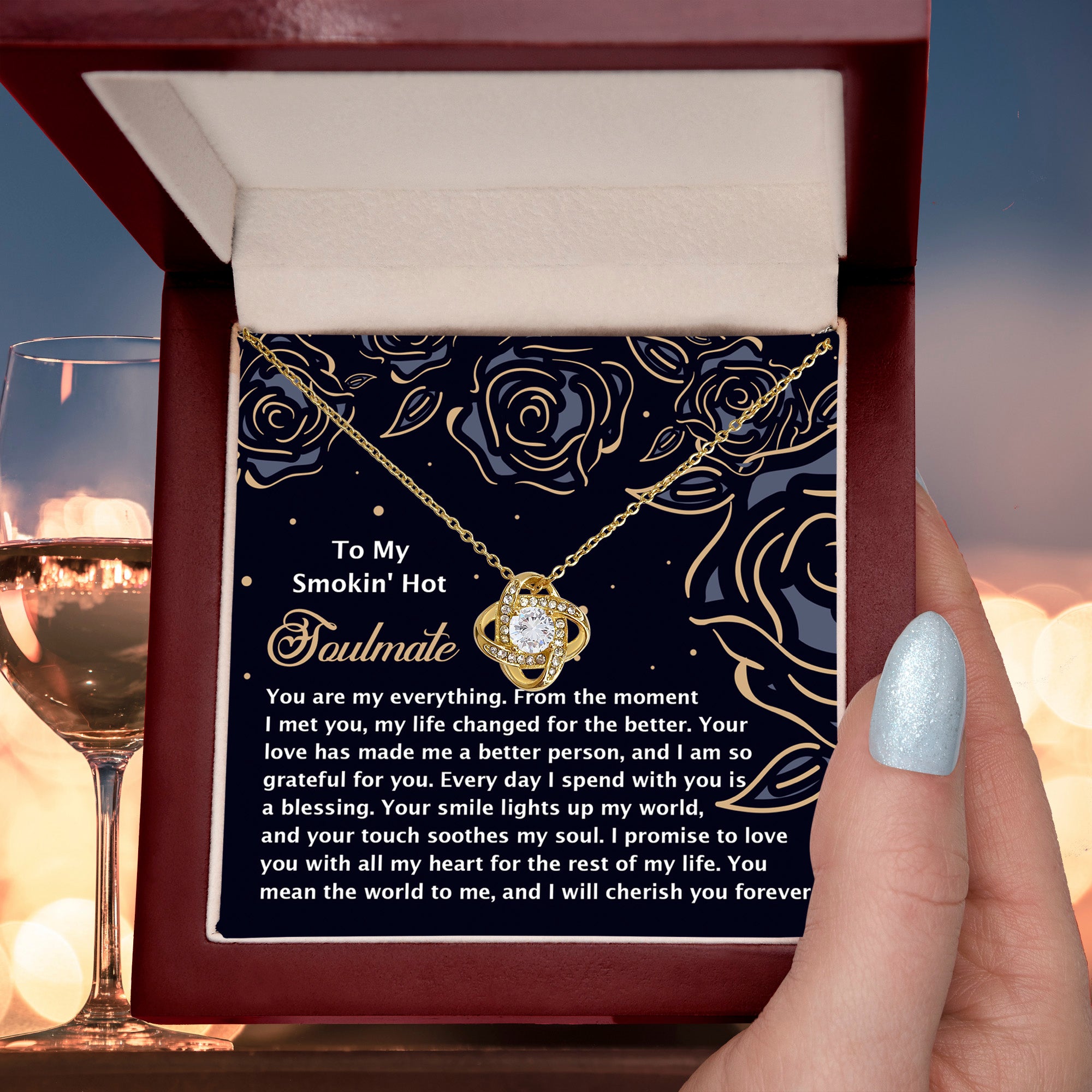 To My Smokin' Hot Soulmate - Love Knot Necklace – A Romantic Gift for the One Who Lights Up Your World - Mallard Moon Gift Shop