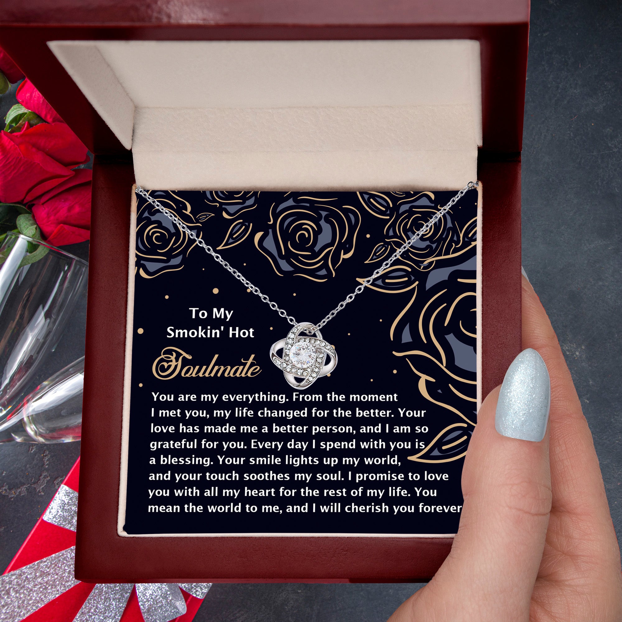 To My Smokin' Hot Soulmate - Love Knot Necklace – A Romantic Gift for the One Who Lights Up Your World - Mallard Moon Gift Shop