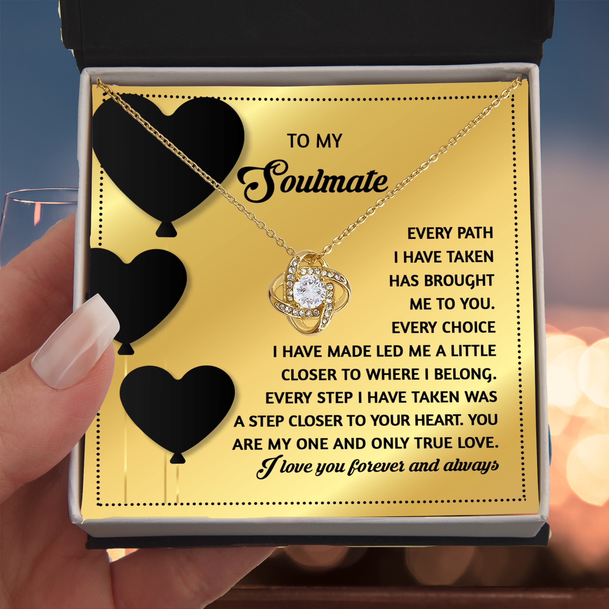 Gift for Soulmate - A Step Closer - Love Knot Pendant Necklace - A Romantic Valentine’s Gift for Your One True Love - Mallard Moon Gift Shop