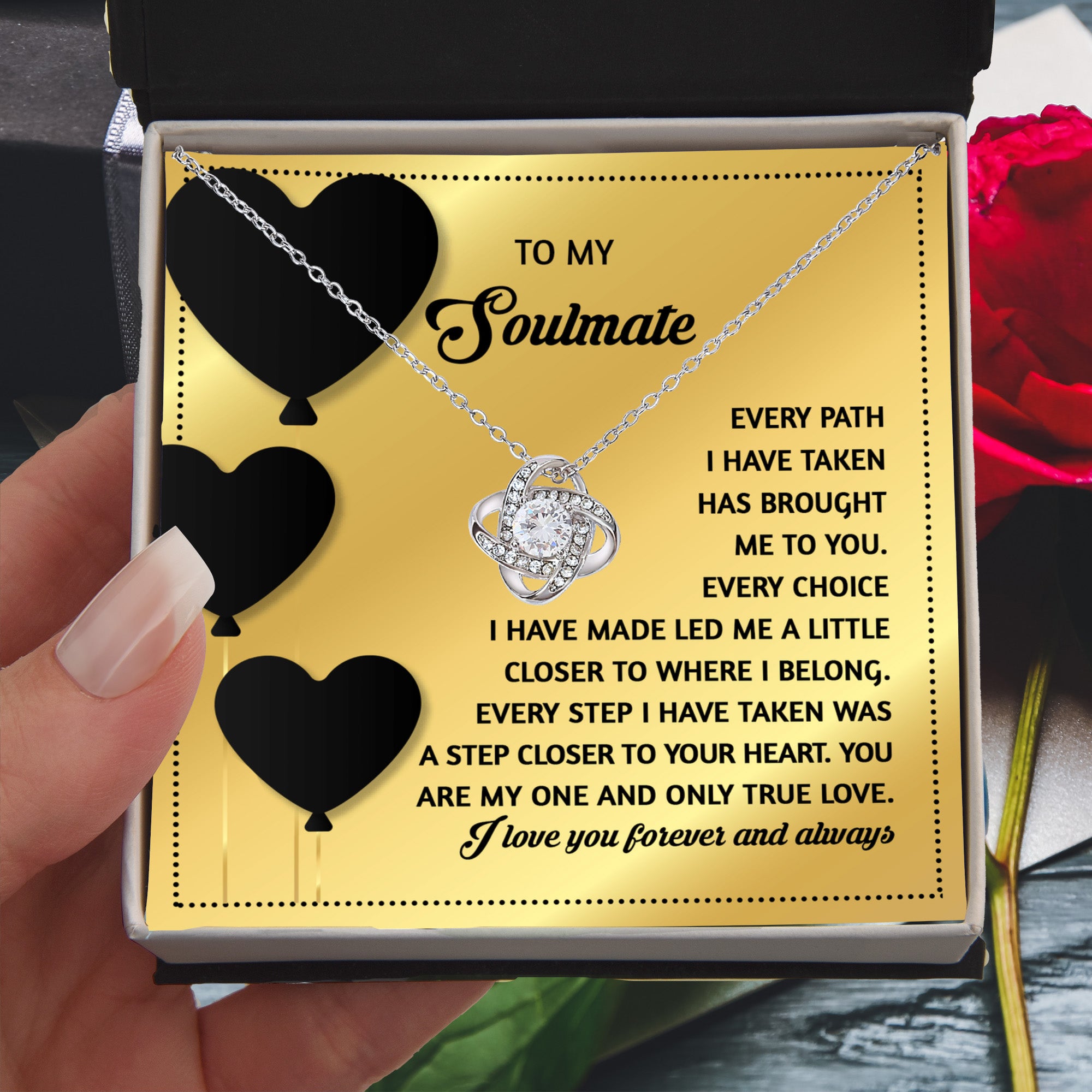 Gift for Soulmate - A Step Closer - Love Knot Pendant Necklace - A Romantic Valentine’s Gift for Your One True Love - Mallard Moon Gift Shop