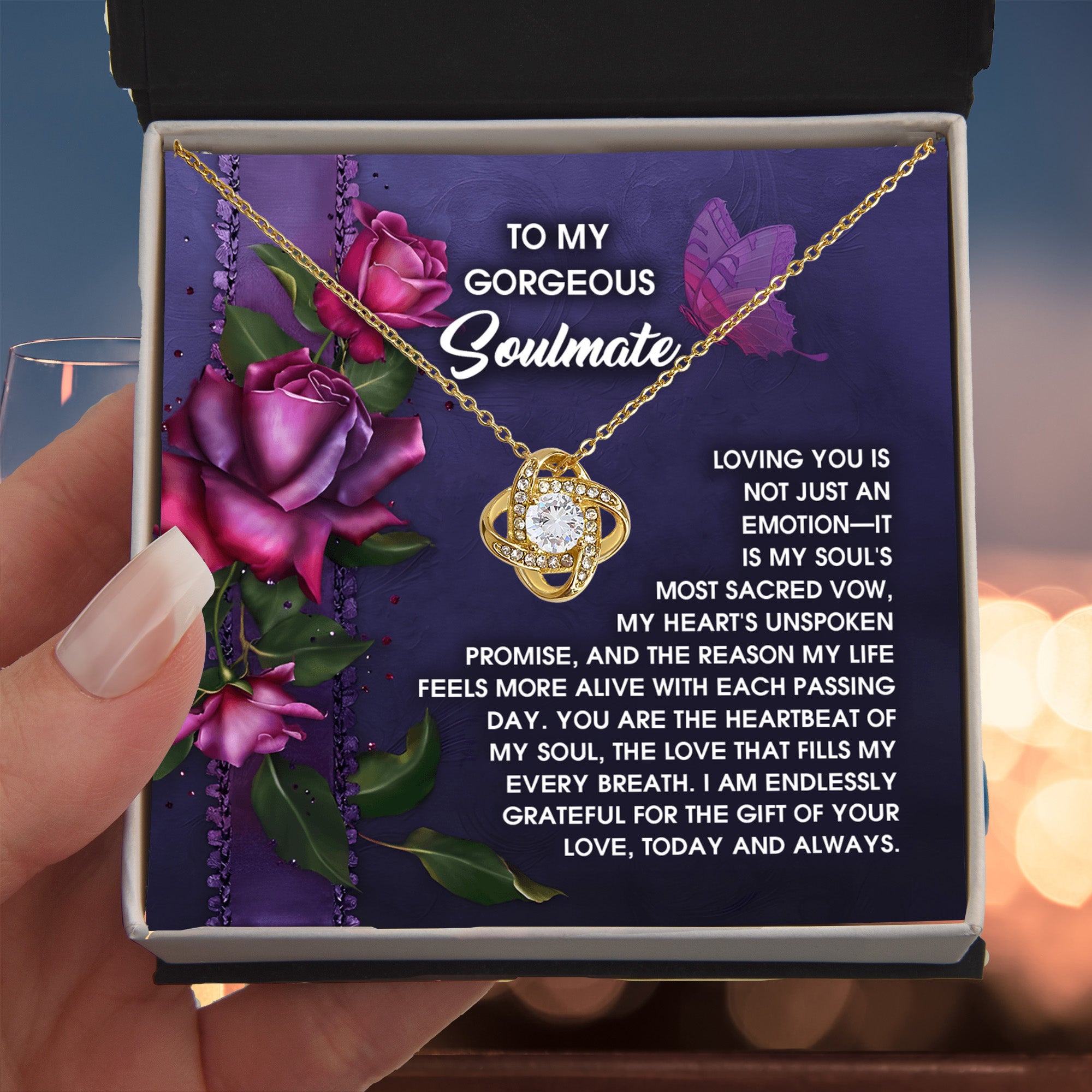 Romantic Anniversary, Valentine's Day Gift for Soulmate, Wife, Girlfriend - Unspoken Promise - Love Knot Pendant Necklace - Mallard Moon Gift Shop