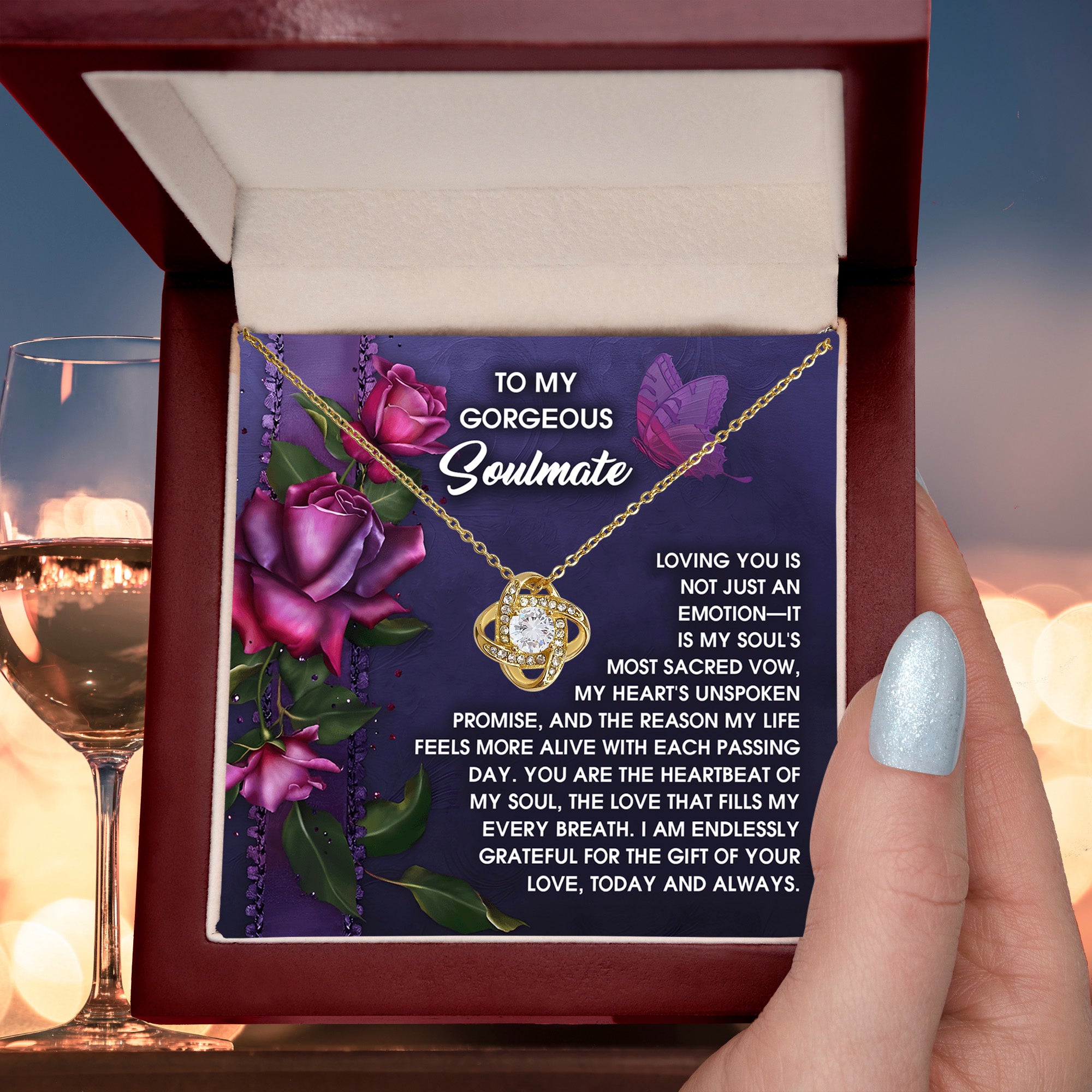 Romantic Anniversary, Valentine's Day Gift for Soulmate, Wife, Girlfriend - Unspoken Promise - Love Knot Pendant Necklace - Mallard Moon Gift Shop