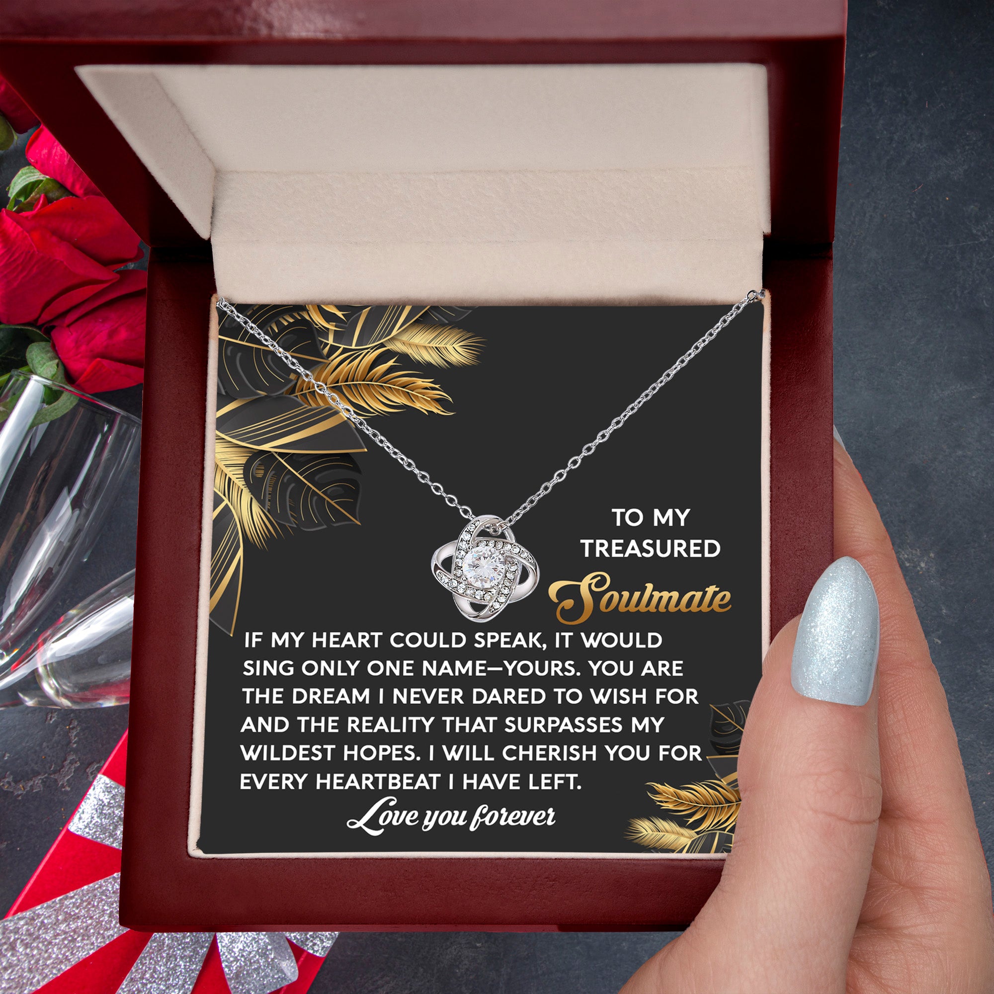 Romantic Anniversary, Valentine's Day Gift for Soulmate, Wife, Girlfriend - Wildest Hopes- Love Knot Pendant Necklace - Mallard Moon Gift Shop