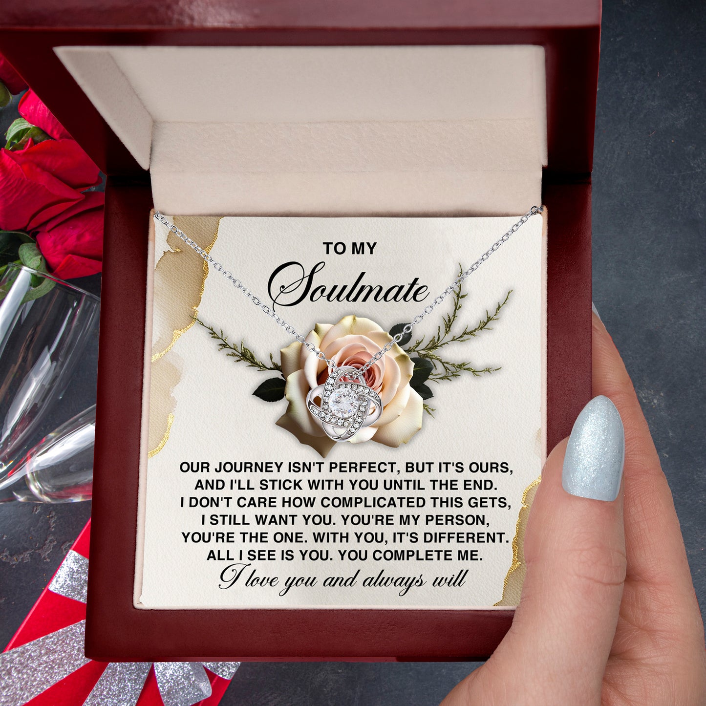 To My Soulmate - You Complete Me Valentine's Day Card – A Heartfelt Message for Your Forever Love - Mallard Moon Gift Shop