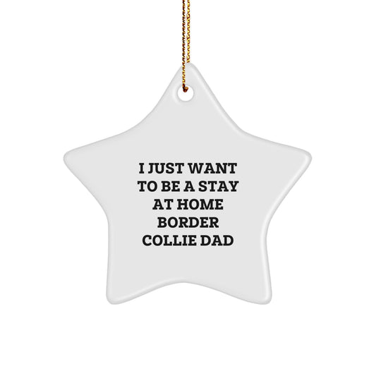 Funny Border Collie Dad Gifts for Christmas - Star Ornament 'I Just Want To Be A Stay At Home Border Collie Dad' from Friends to Family - Image 1