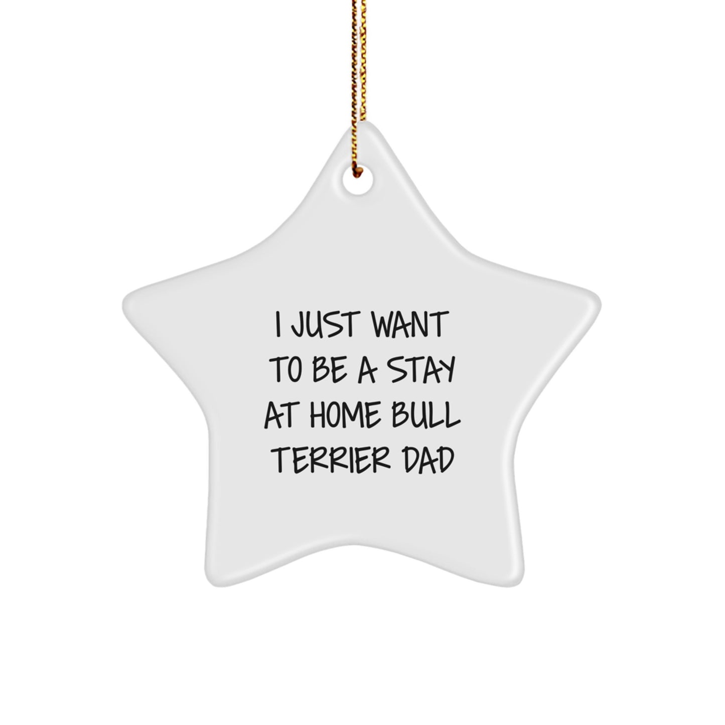 Funny Bull Terrier Dad Gifts, 'I Just Want To Be A Stay At Home Bull Terrier Dad' Star Ornament for Christmas, Gifts from Men to Family - Image 1