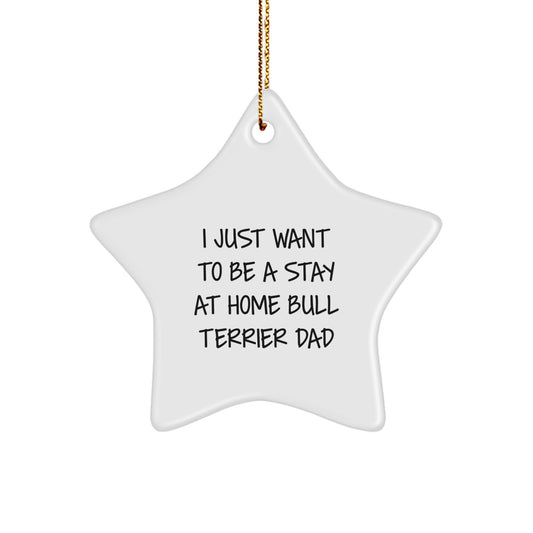 Funny Bull Terrier Dad Gifts, 'I Just Want To Be A Stay At Home Bull Terrier Dad' Star Ornament for Christmas, Gifts from Men to Family - Image 1