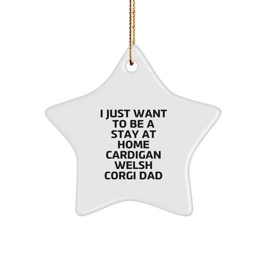 Funny Cardigan Welsh Corgi Dog Gifts, Star Ornament for Him, 'I Just Want To Be A Stay At Home Dad', Christmas Unique Gifts from Family, Gifts for Cardigan Welsh Corgi Dog Lovers - Image 1