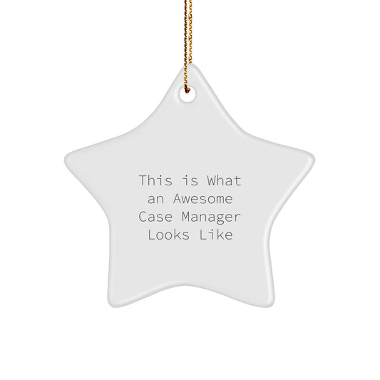 Funny Case Manager Gifts from Friends, 'This Is What An Awesome Case Manager Looks Like', Star Ornament for Case Manager, Unique Christmas Unique Gifts for Family, Coworkers - Image 1
