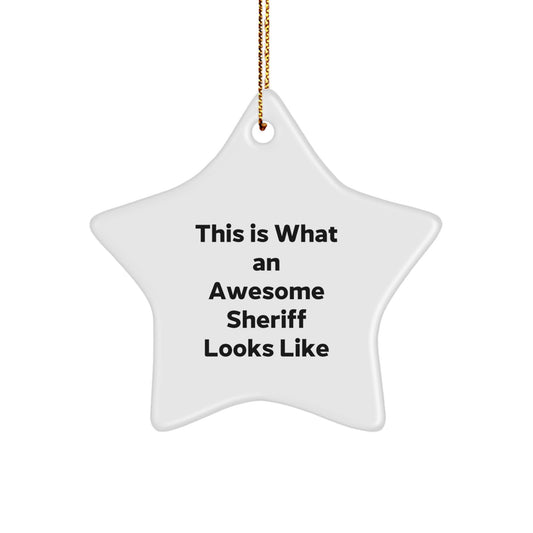 Funny Sheriff Gifts from Men to Sheriff Friends for Christmas Unique Star Ornament - Image 1