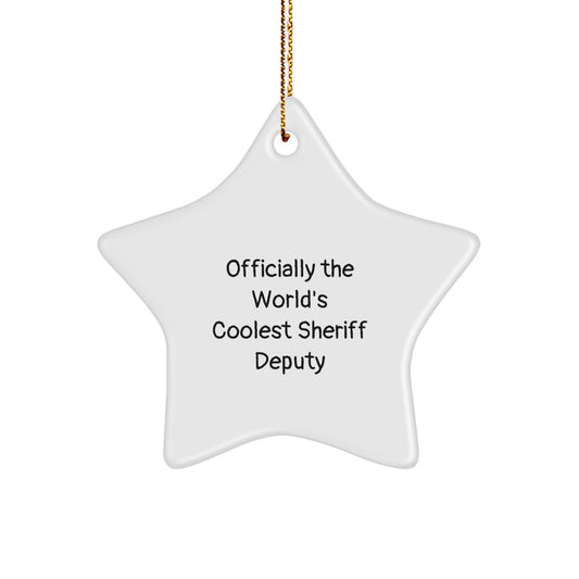 Funny Sheriff Deputy Gifts for Men - Sheriff Deputy Star Ornament, Gifts from Friends for 'Officially The World's Coolest Sheriff Deputy' Christmas Unique Gifts - Image 1