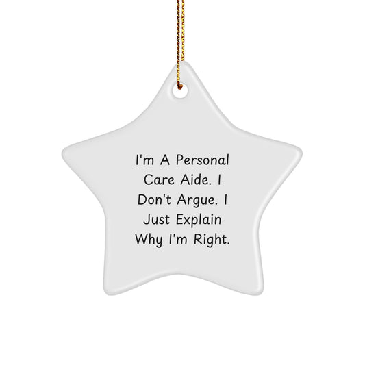 Funny Personal Care Aide Gifts from Friends - Christmas Unique Star Ornament, Inspirational Quote, Gifts for Personal Care Aide, Star Shaped Decor - Image 1