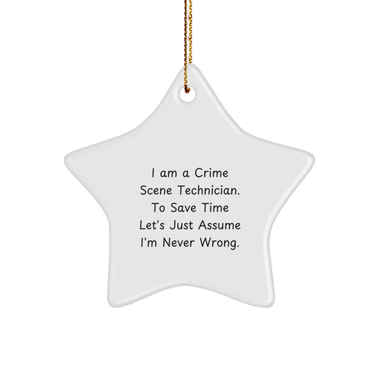 Funny Crime Scene Technician Star Ornament Gifts from Men, Perfect for Him on Christmas, I Am Never Wrong Quote Decoration - Image 1
