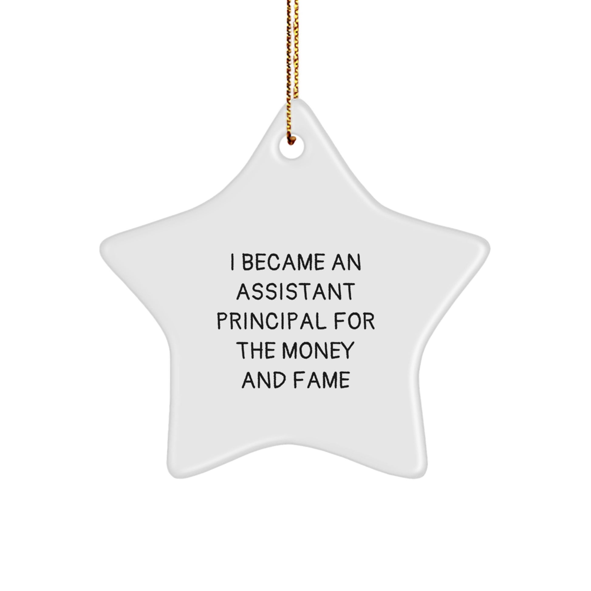 Funny Assistant Principal Gifts for Men, Star Ornament with Quote I Became An Assistant Principal For The Money And Fame, Christmas Unique Gifts from Friends - Image 1
