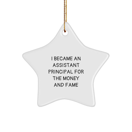 Funny Assistant Principal Gifts for Men, Star Ornament with Quote I Became An Assistant Principal For The Money And Fame, Christmas Unique Gifts from Friends - Image 1