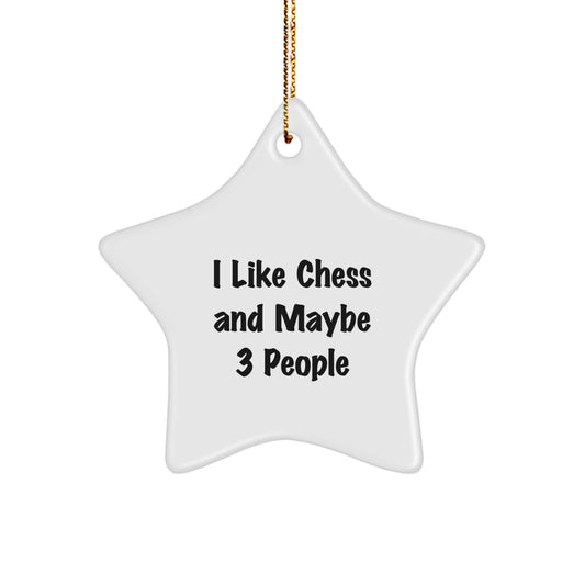 Funny Chess Star Ornament, Gifts for Chess Enthusiasts from Friends, White Star Shaped Decoration for Christmas Unique Gifts - Image 1